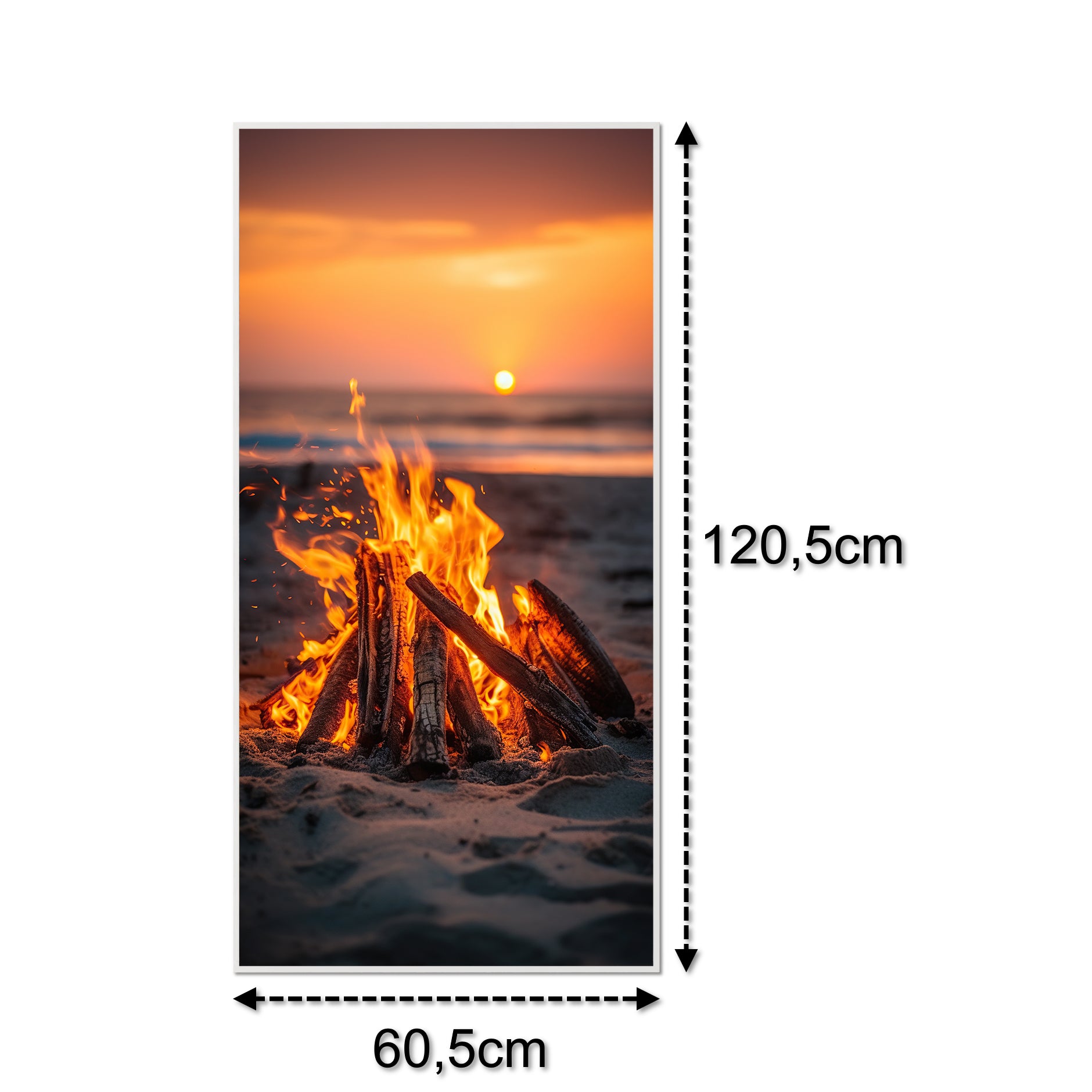 Glas Infrarotheizung 350-1200W Motiv 071h Feuer am Strand