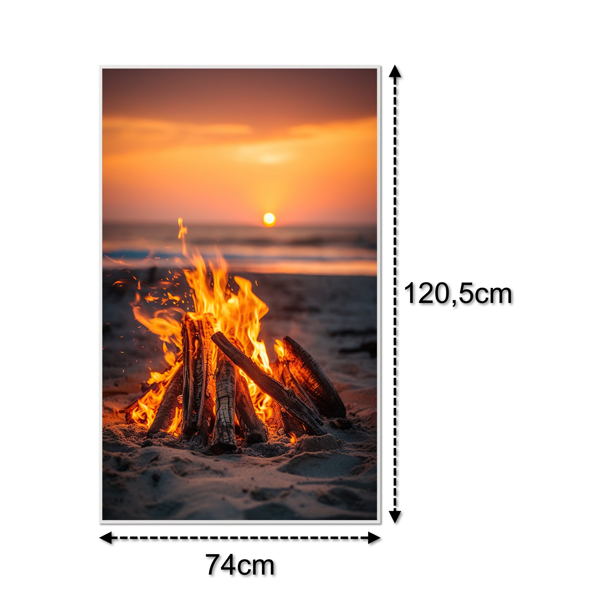 Glas Infrarotheizung 350-1200W Motiv 071h Feuer am Strand