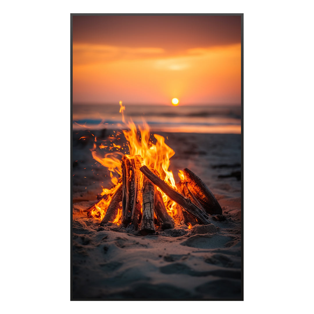 Glas Infrarotheizung 350-1200W Motiv 071h Feuer am Strand