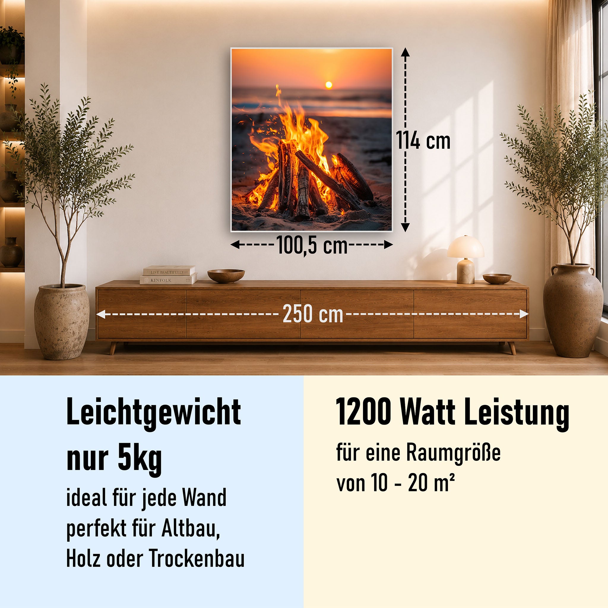 Bild Infrarotheizung 350-1200W Motiv 071H Feuer am Strand