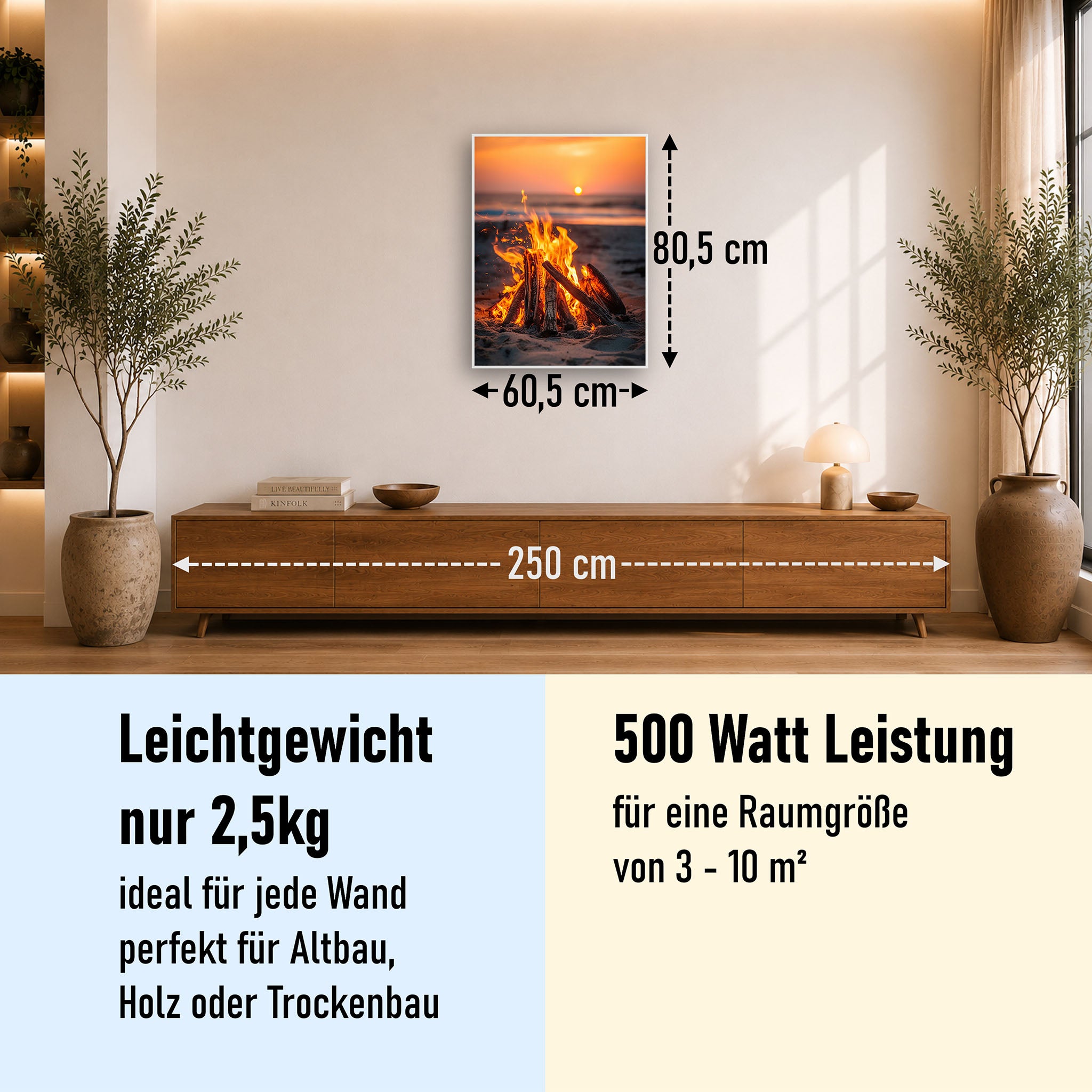 Bild Infrarotheizung 350-1200W Motiv 071H Feuer am Strand