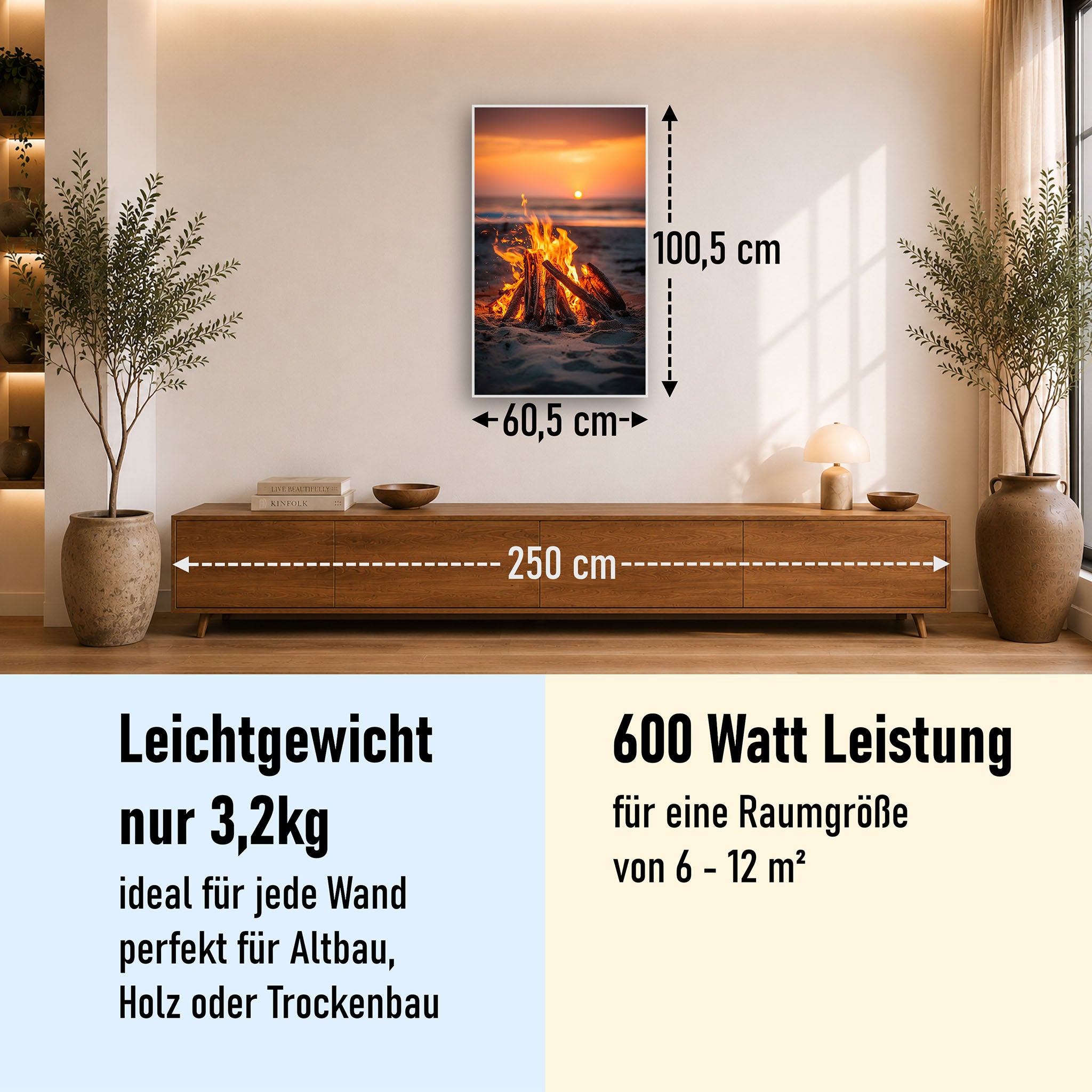 Bild Infrarotheizung 350-1200W Motiv 071H Feuer am Strand