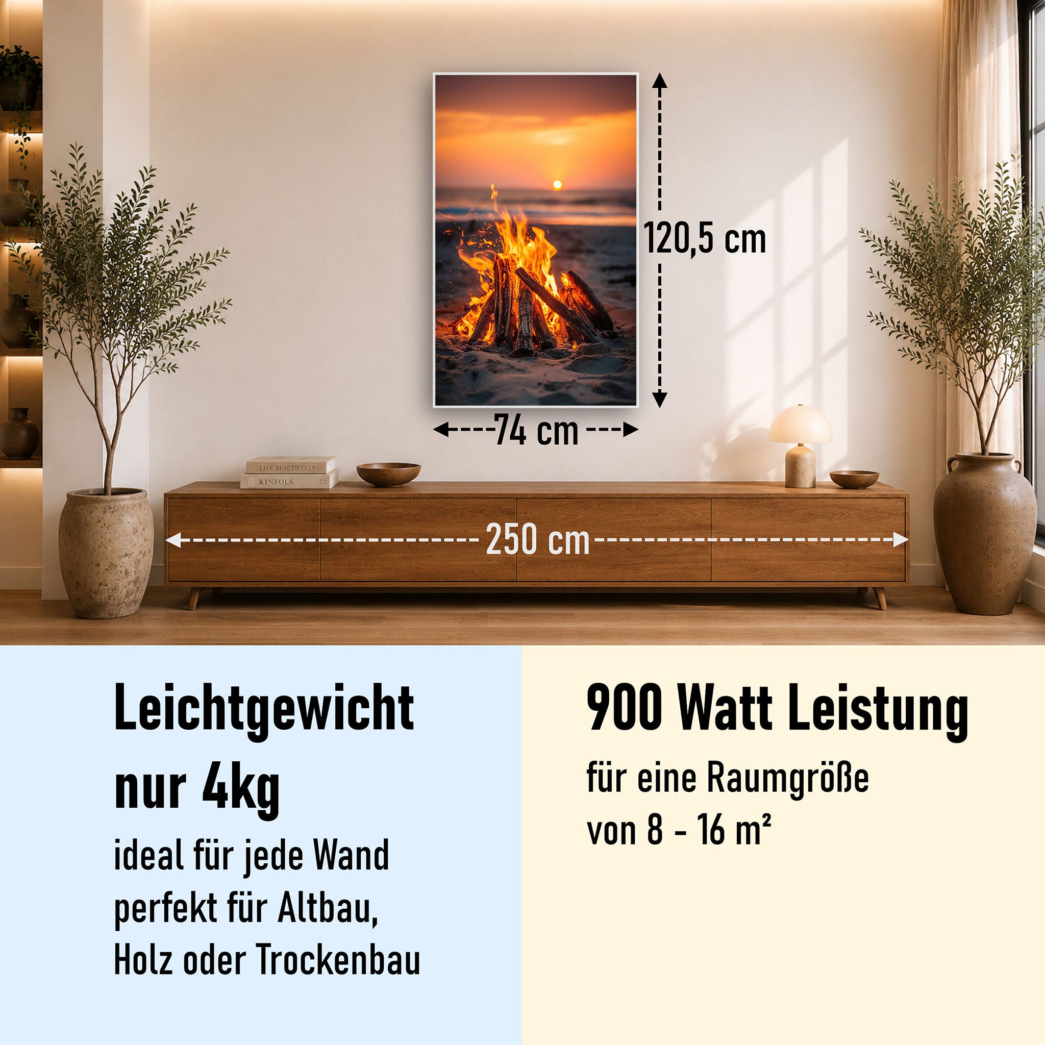 Bild Infrarotheizung 350-1200W Motiv 071H Feuer am Strand