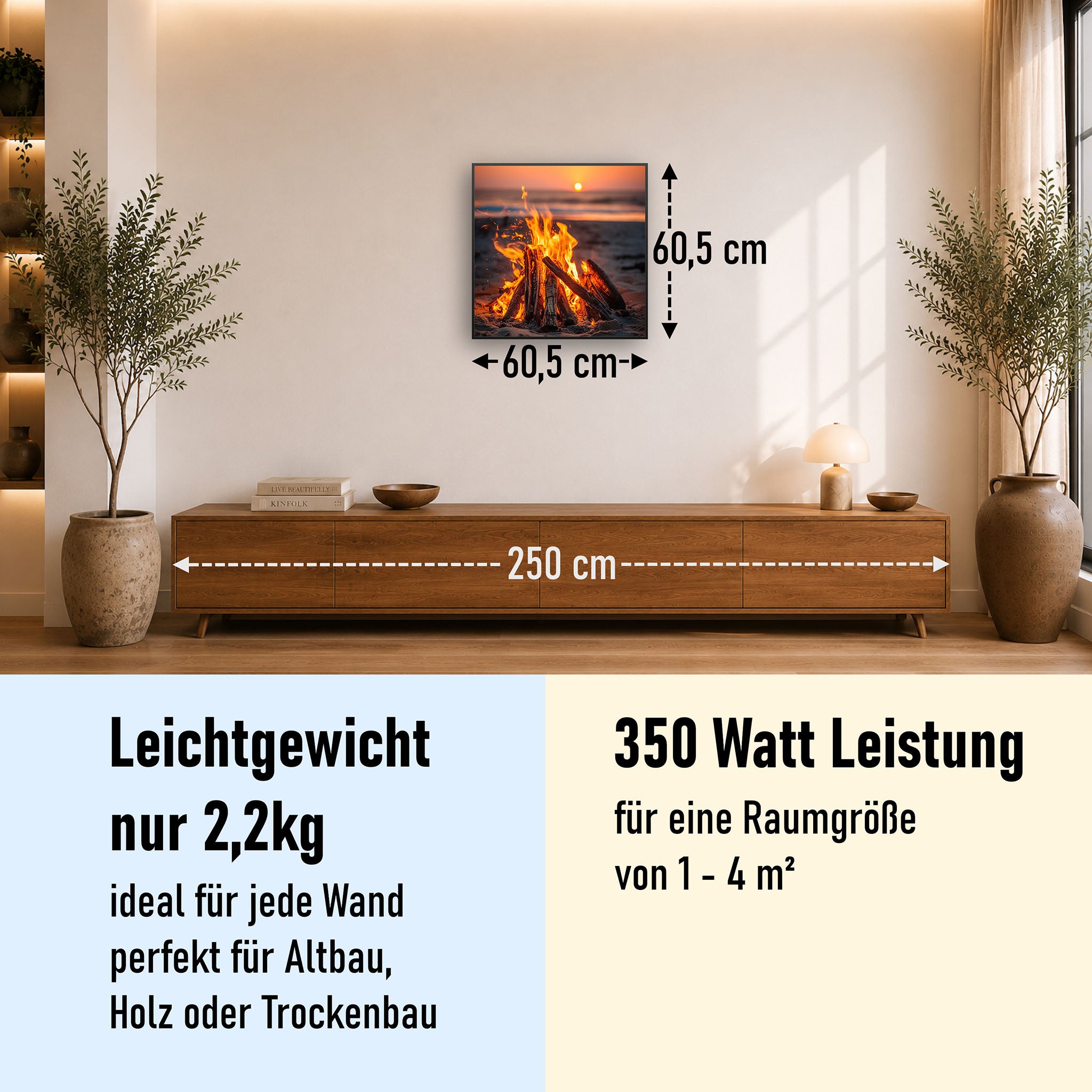 Bild Infrarotheizung 350-1200W Motiv 071H Feuer am Strand