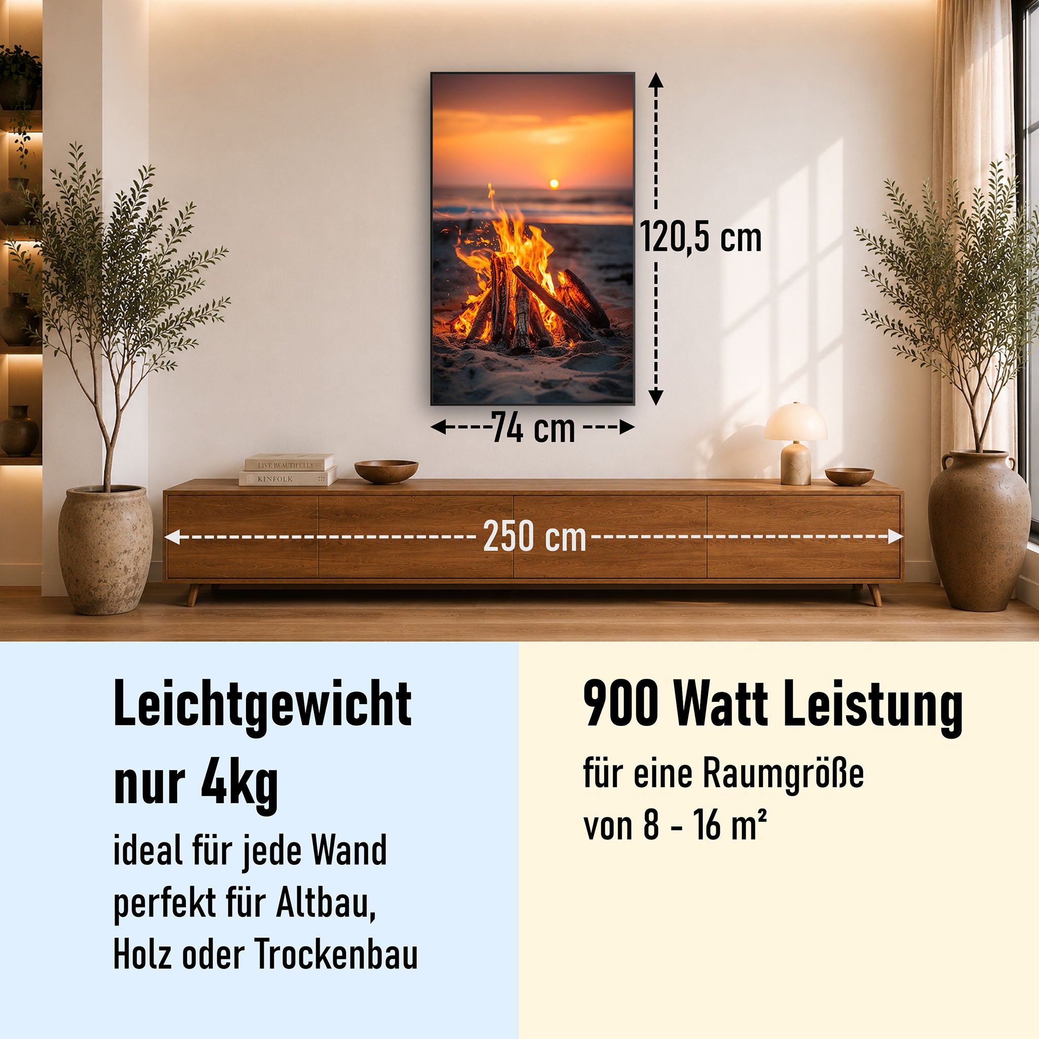 Bild Infrarotheizung 350-1200W Motiv 071H Feuer am Strand