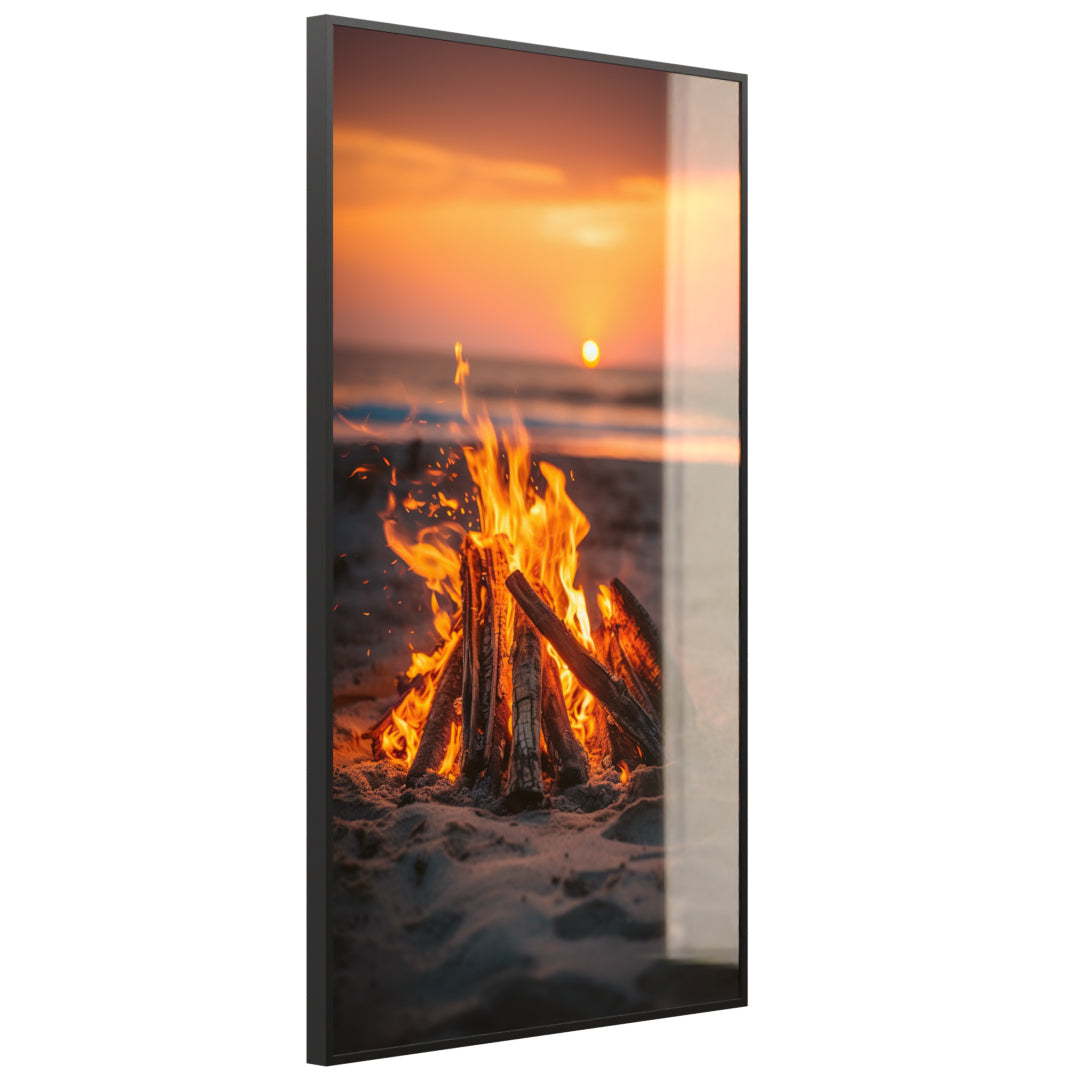 Glas Infrarotheizung 350-1200W Motiv 071h Feuer am Strand