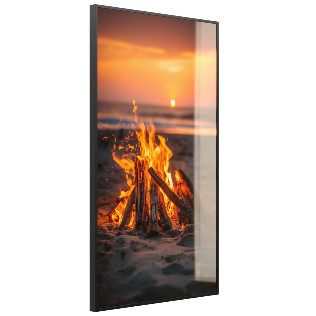 STEINFELD Glas Infrarotheizung 350-1200W Motiv 071h Feuer am Strand