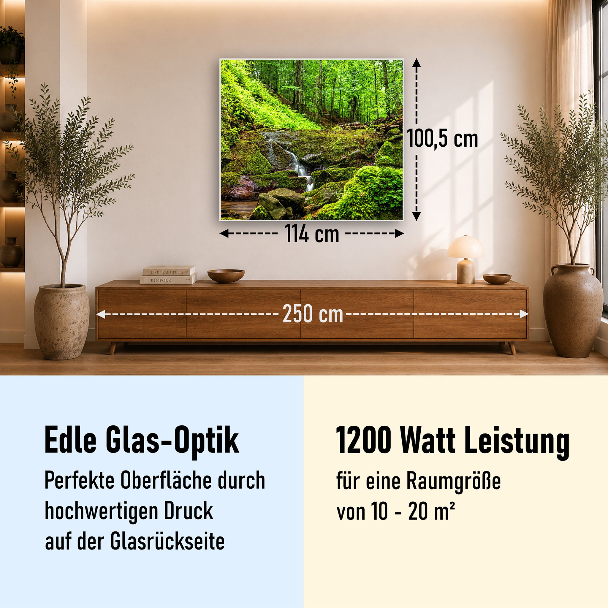 Glas Infrarotheizung 350-1200W Motiv 072 Waldbach