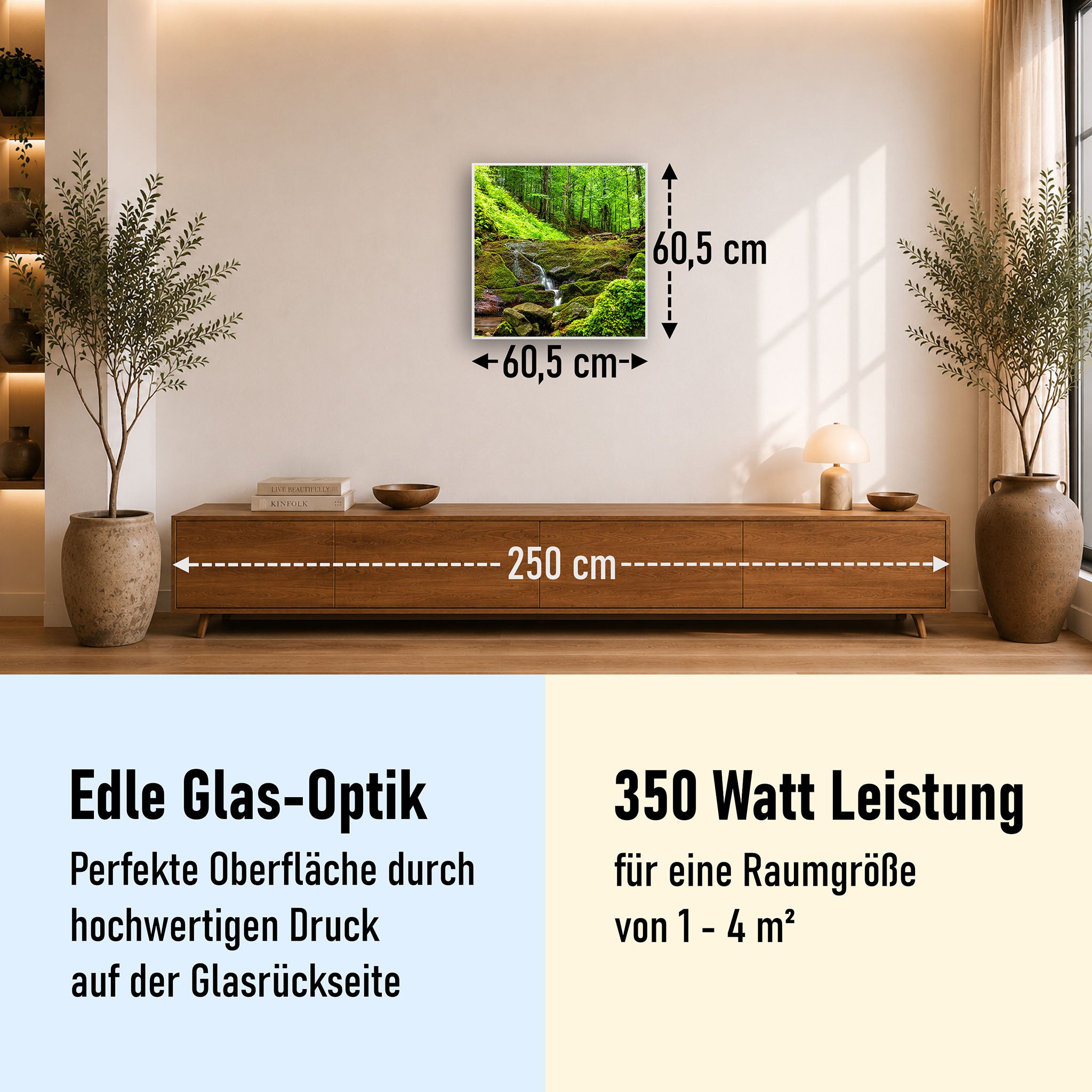 Glas Infrarotheizung 350-1200W Motiv 072 Waldbach