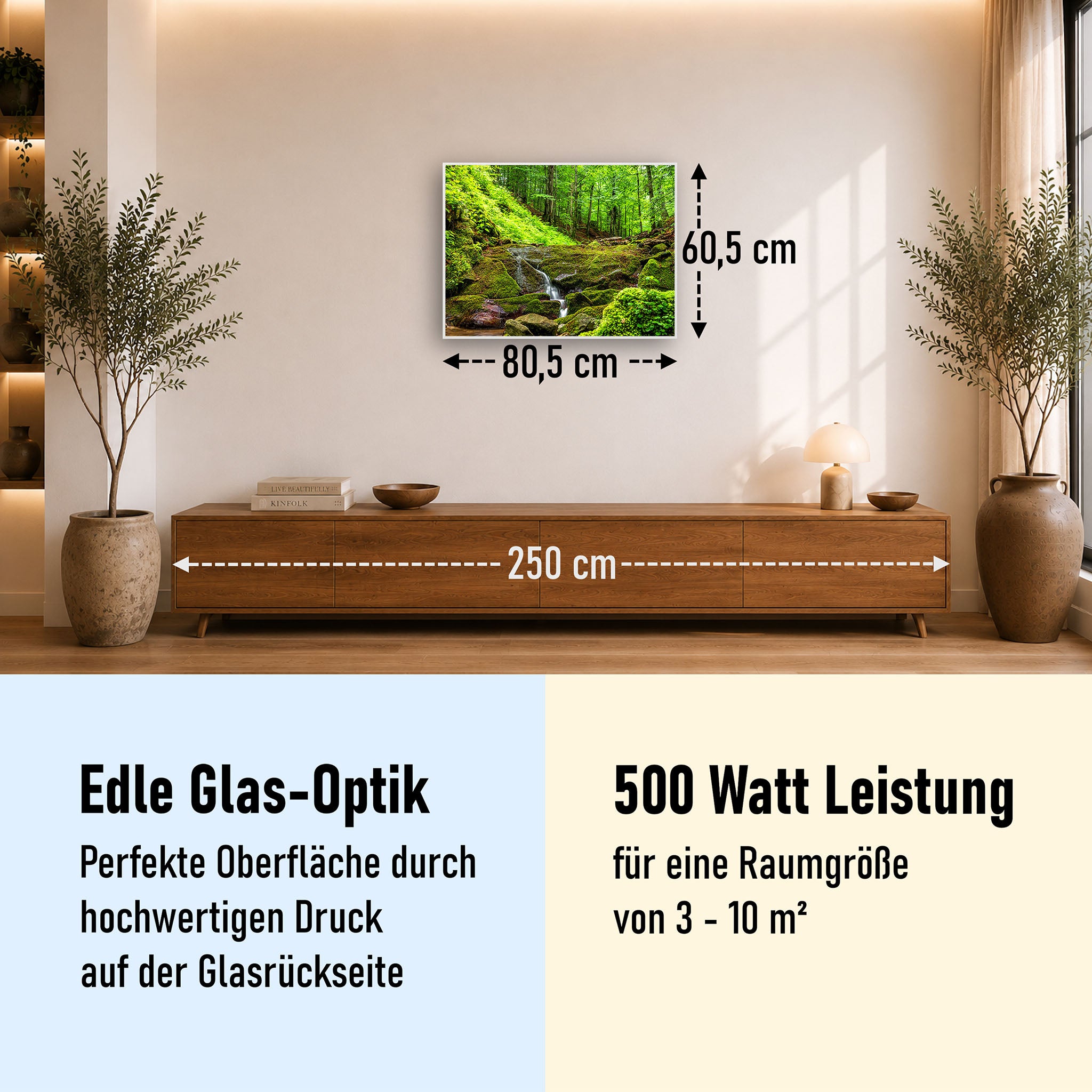 Glas Infrarotheizung 350-1200W Motiv 072 Waldbach
