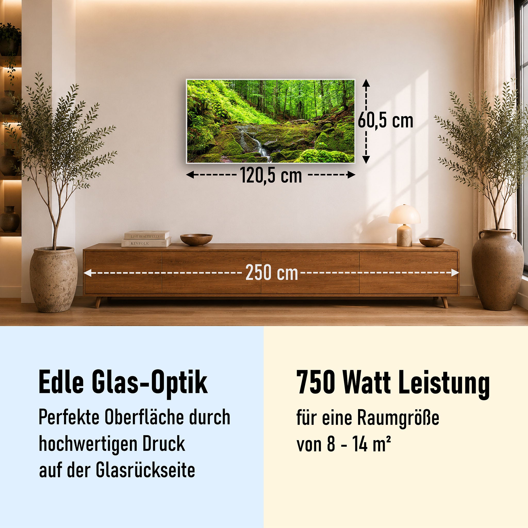 Glas Infrarotheizung 350-1200W Motiv 072 Waldbach