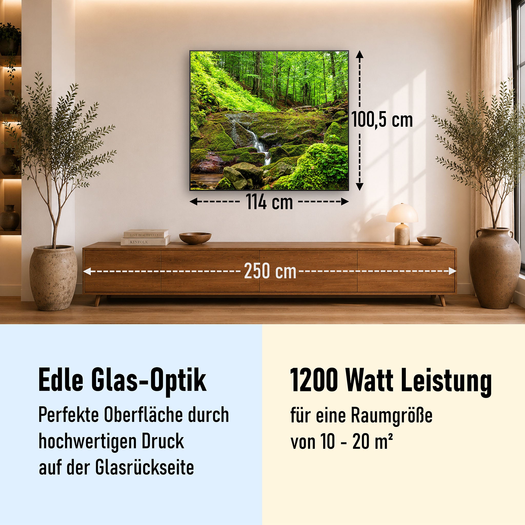 Glas Infrarotheizung 350-1200W Motiv 072 Waldbach