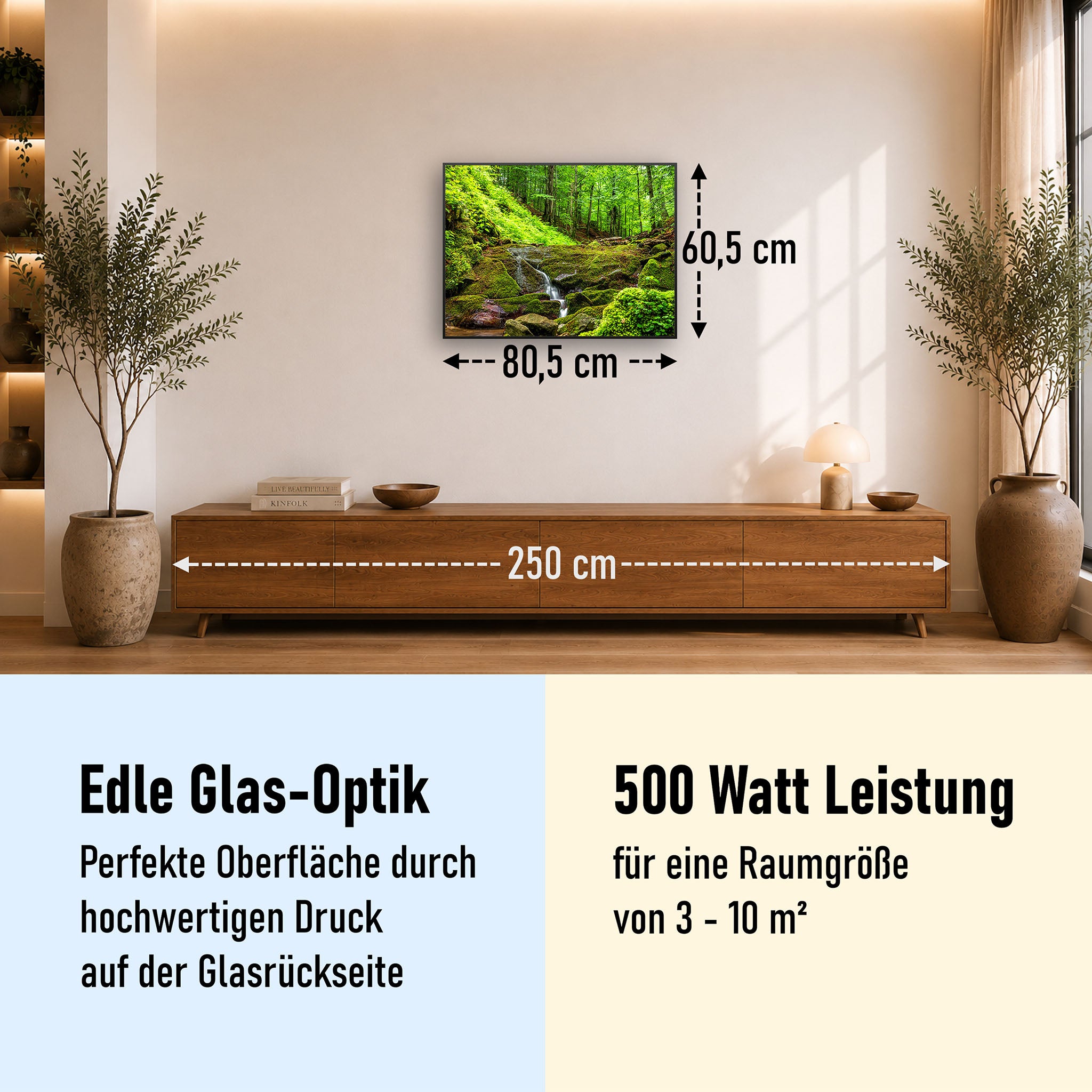 Glas Infrarotheizung 350-1200W Motiv 072 Waldbach