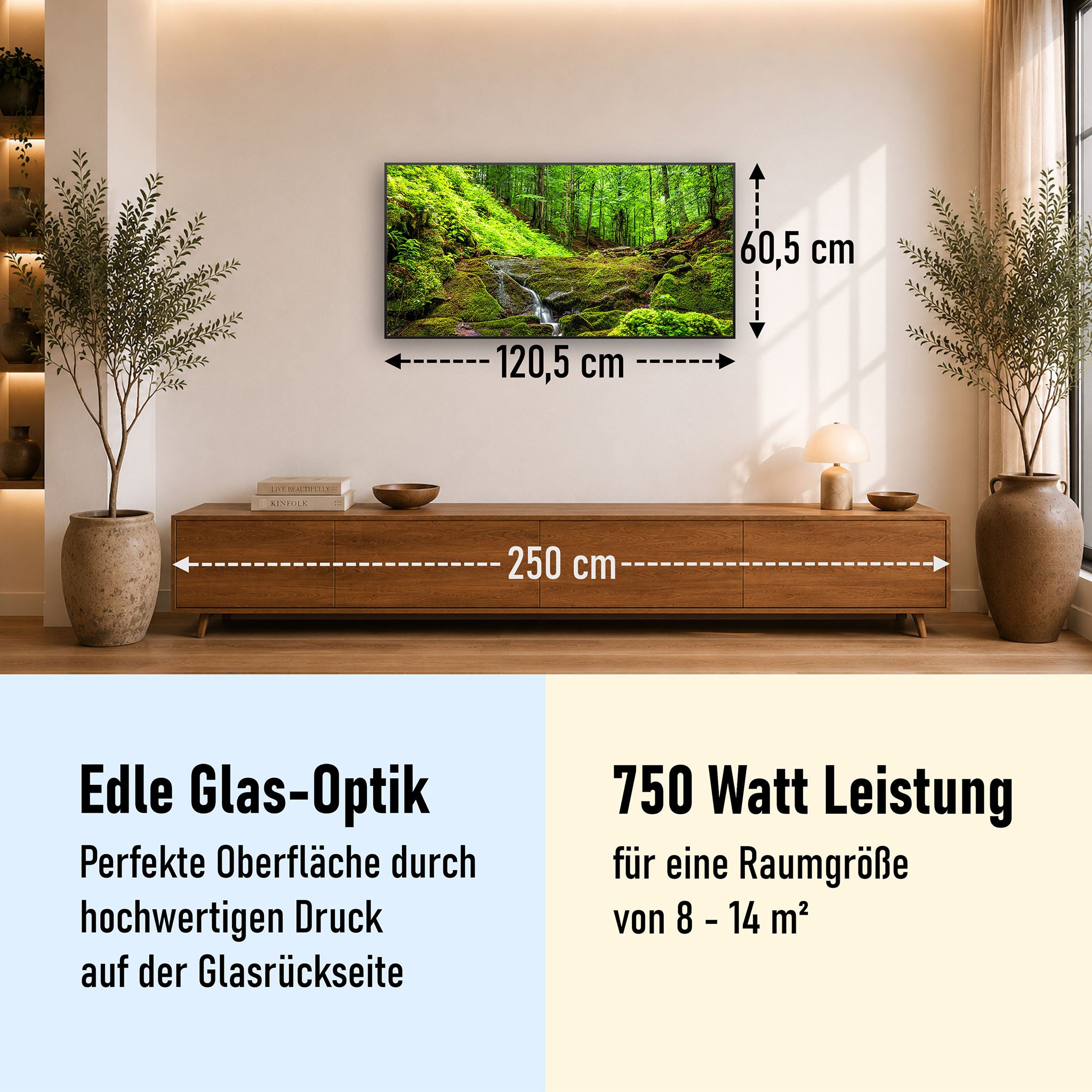 Glas Infrarotheizung 350-1200W Motiv 072 Waldbach