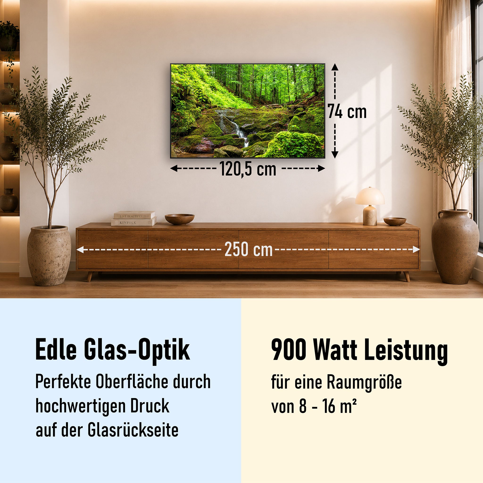 Glas Infrarotheizung 350-1200W Motiv 072 Waldbach