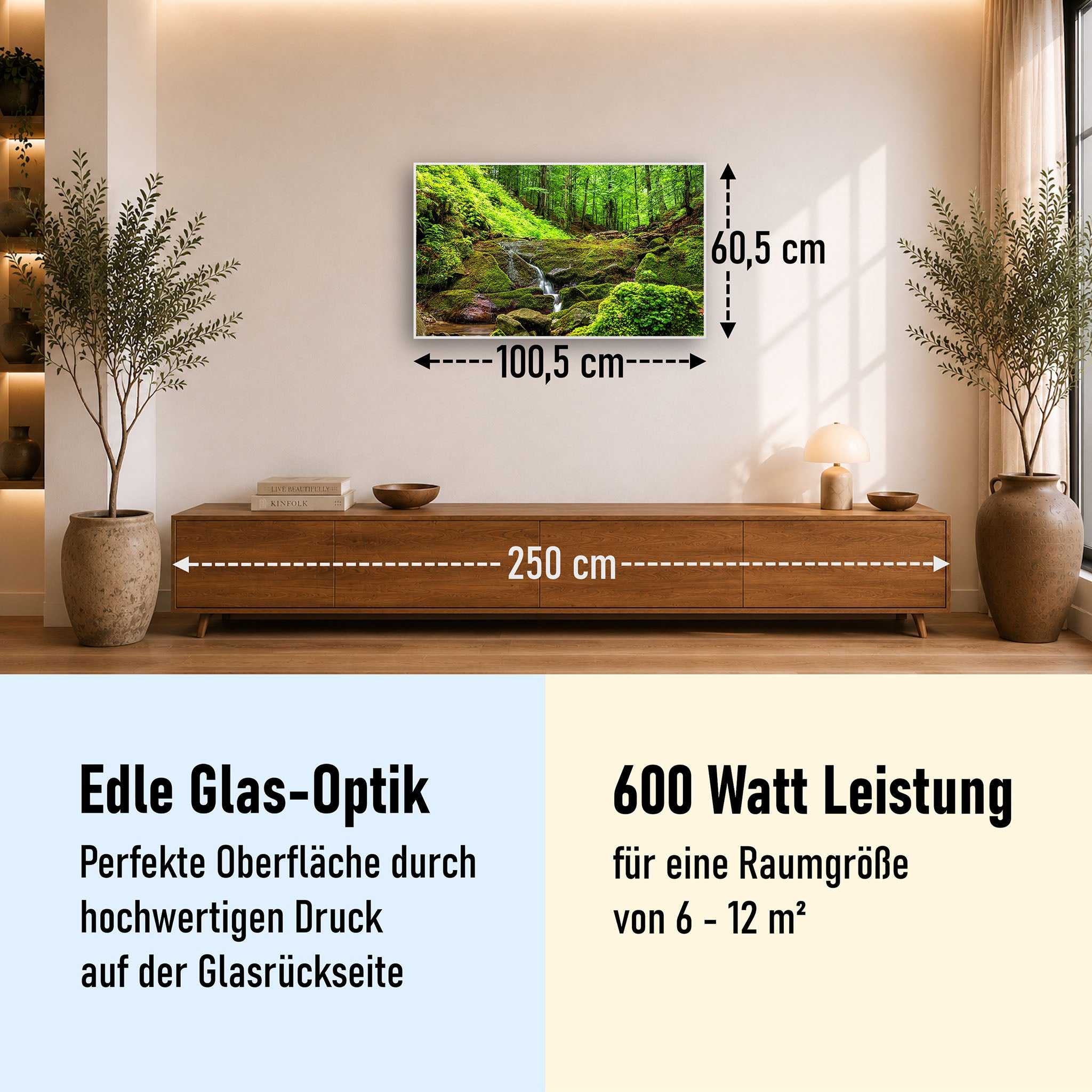 Glas Infrarotheizung 350-1200W Motiv 072 Waldbach