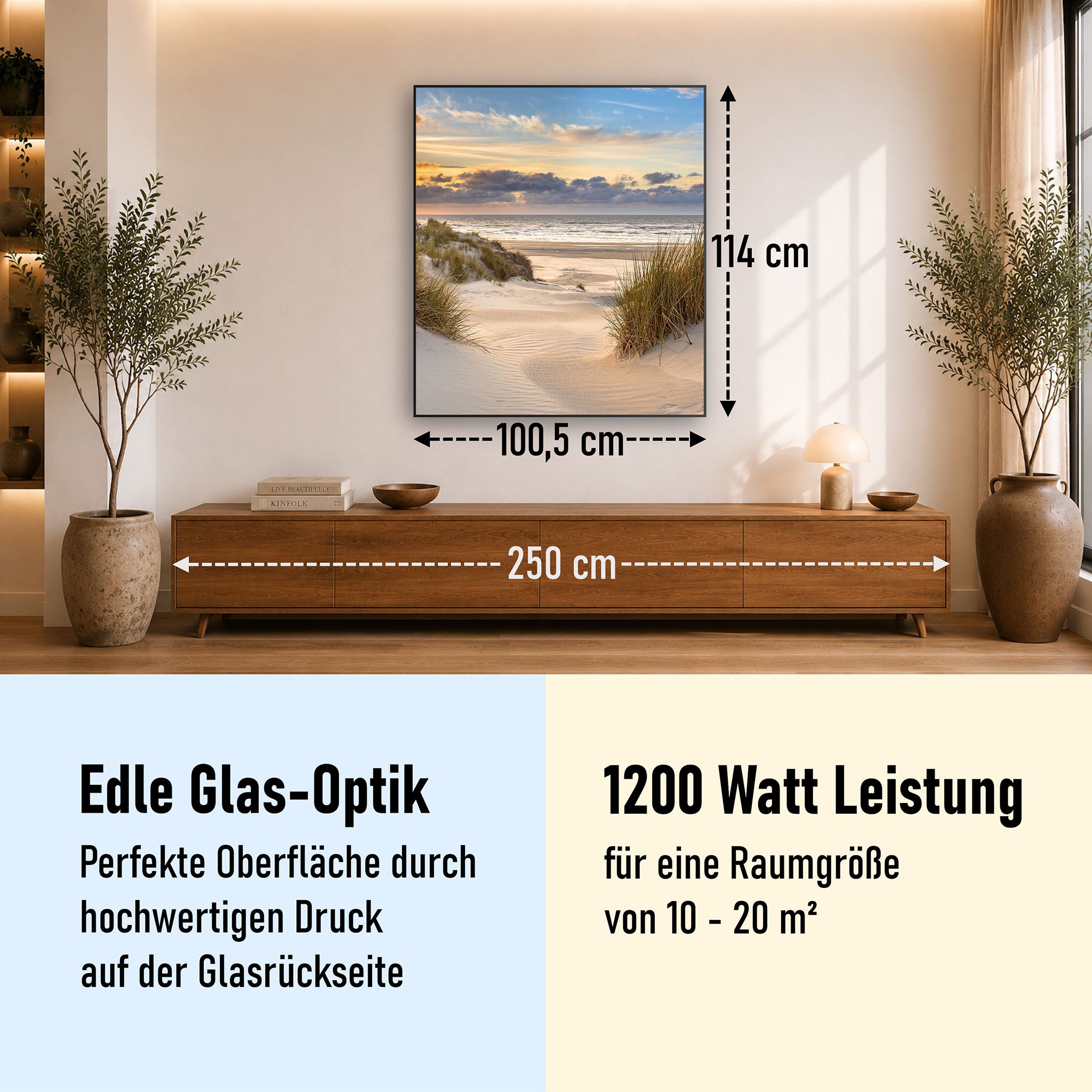 Glas Infrarotheizung 350-1200W Motiv 073H Ostsee Strand