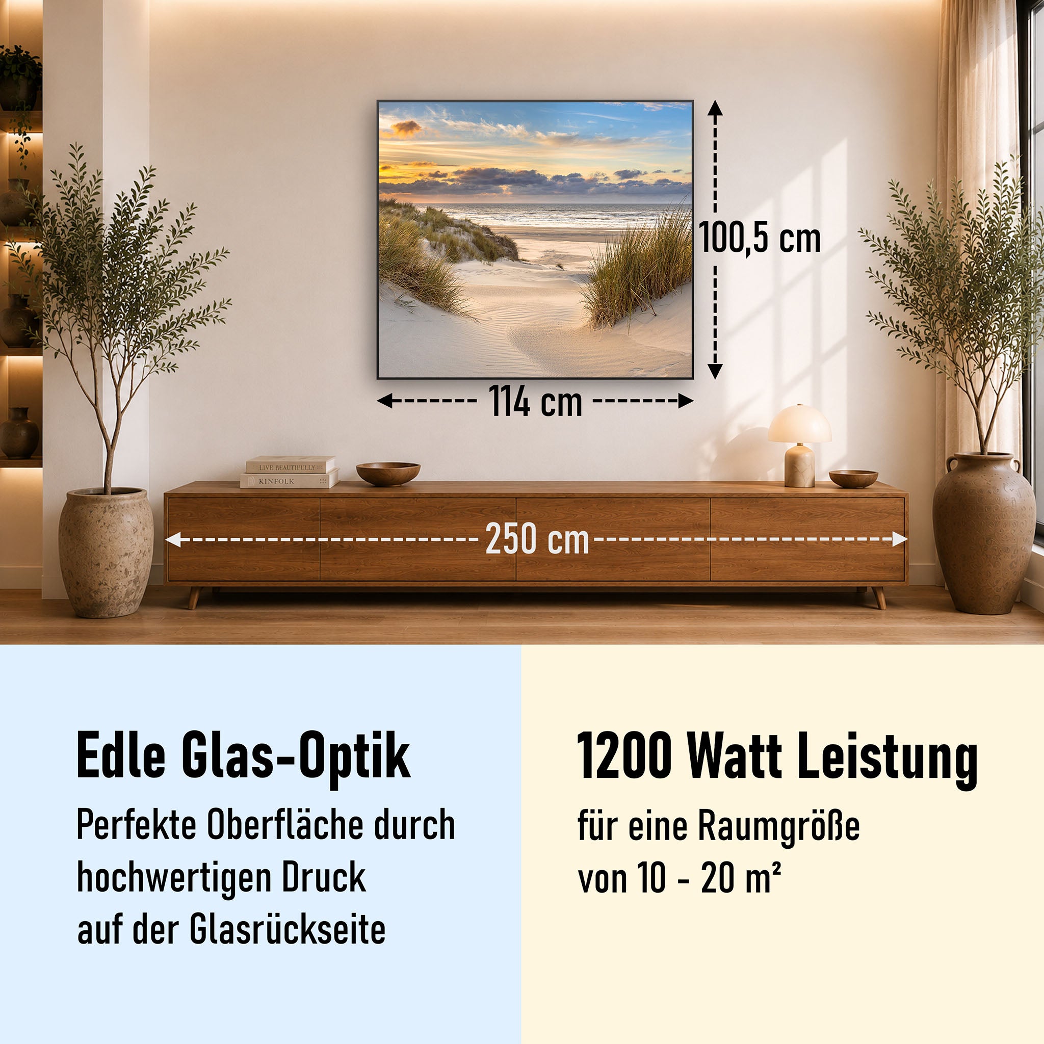 Glas Infrarotheizung 350-1200W Motiv 073 Ostsee Strand