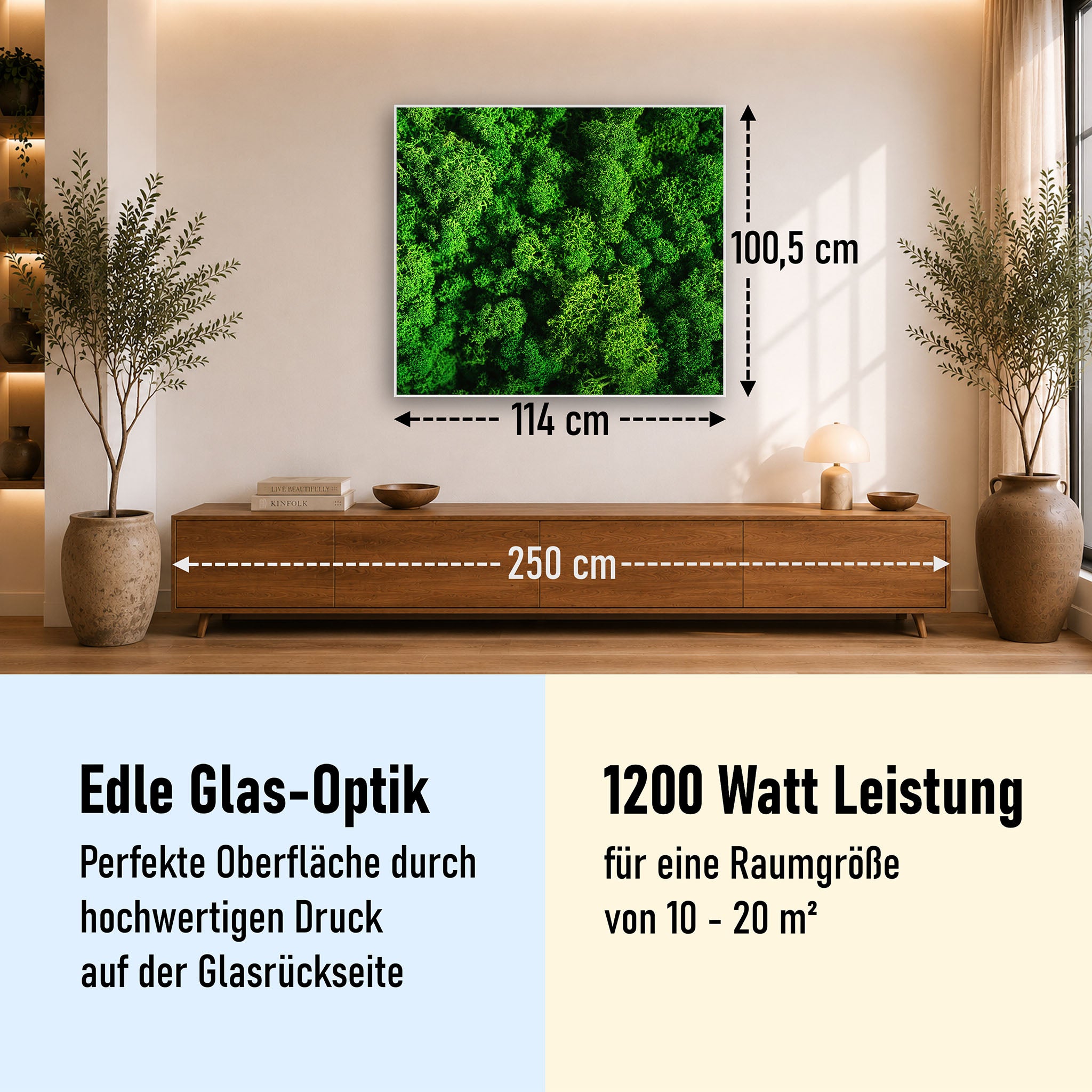 Glas Infrarotheizung 350-1200W Motiv 074 Moos