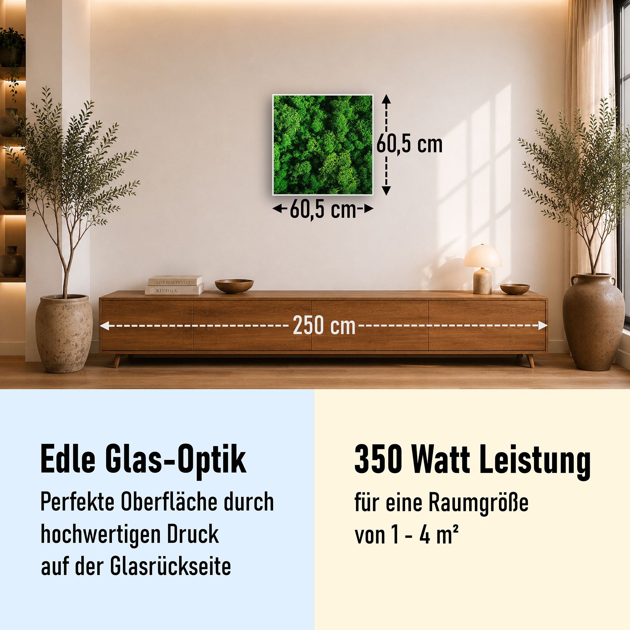 Glas Infrarotheizung 350-1200W Motiv 074 Moos