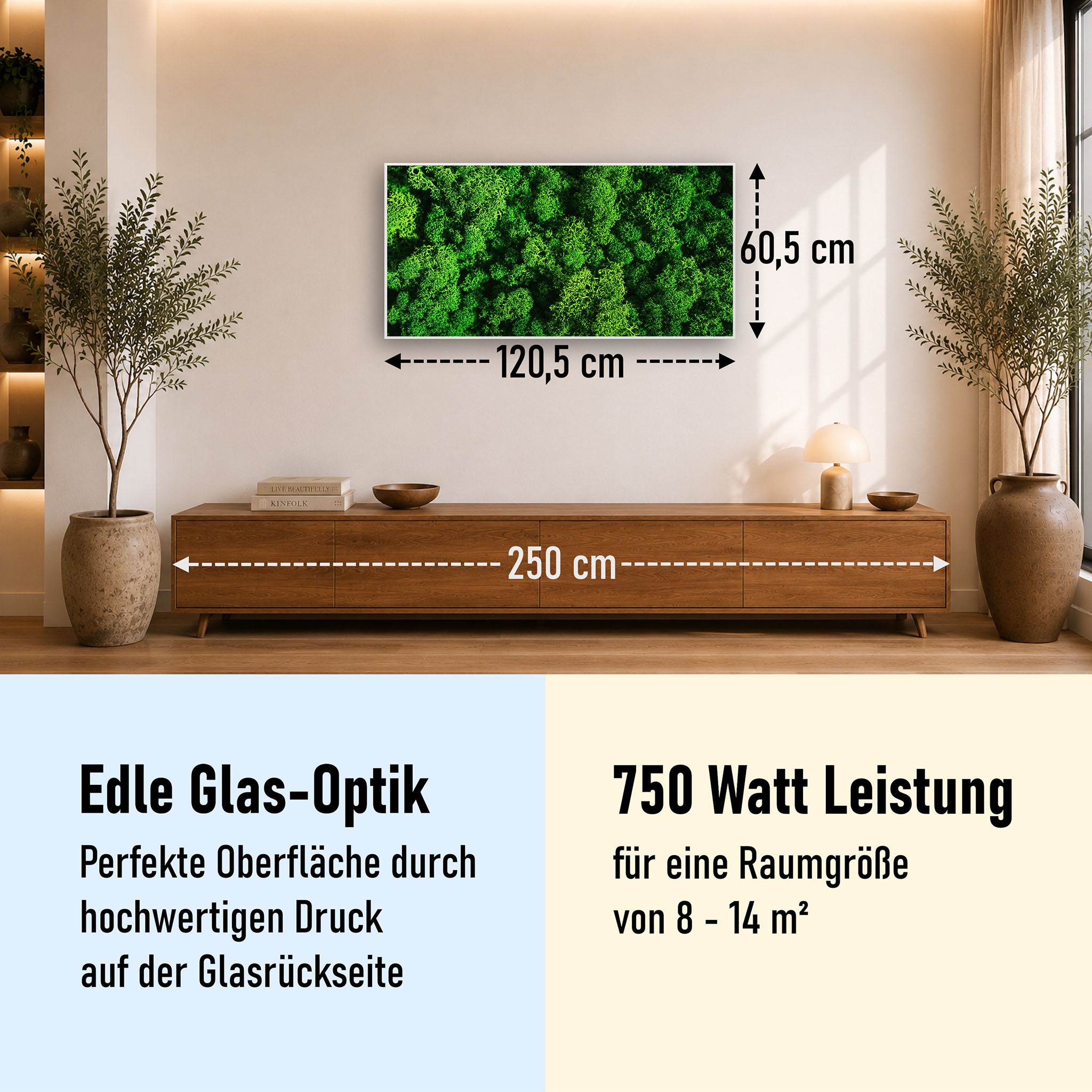 Glas Infrarotheizung 350-1200W Motiv 074 Moos