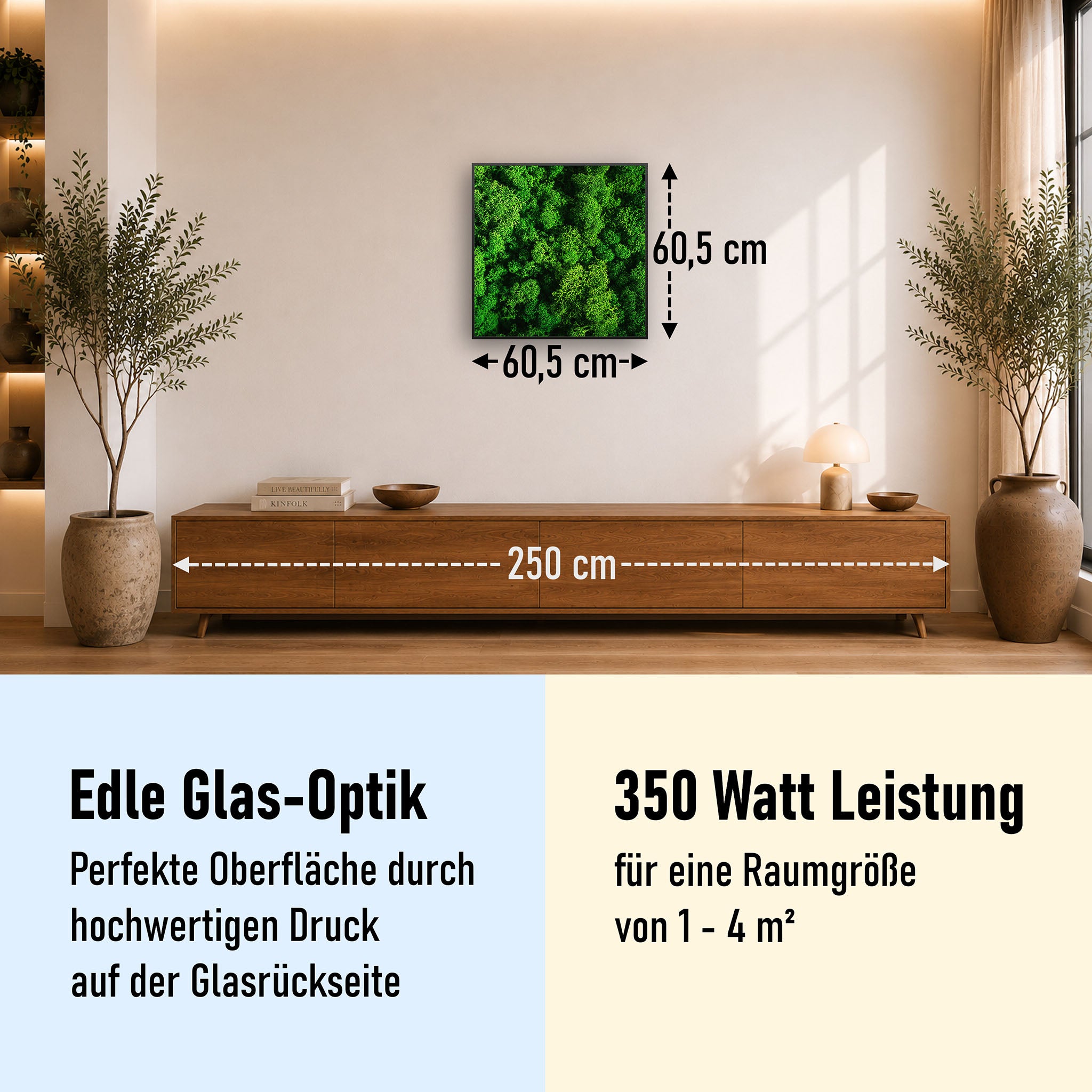 Glas Infrarotheizung 350-1200W Motiv 074 Moos