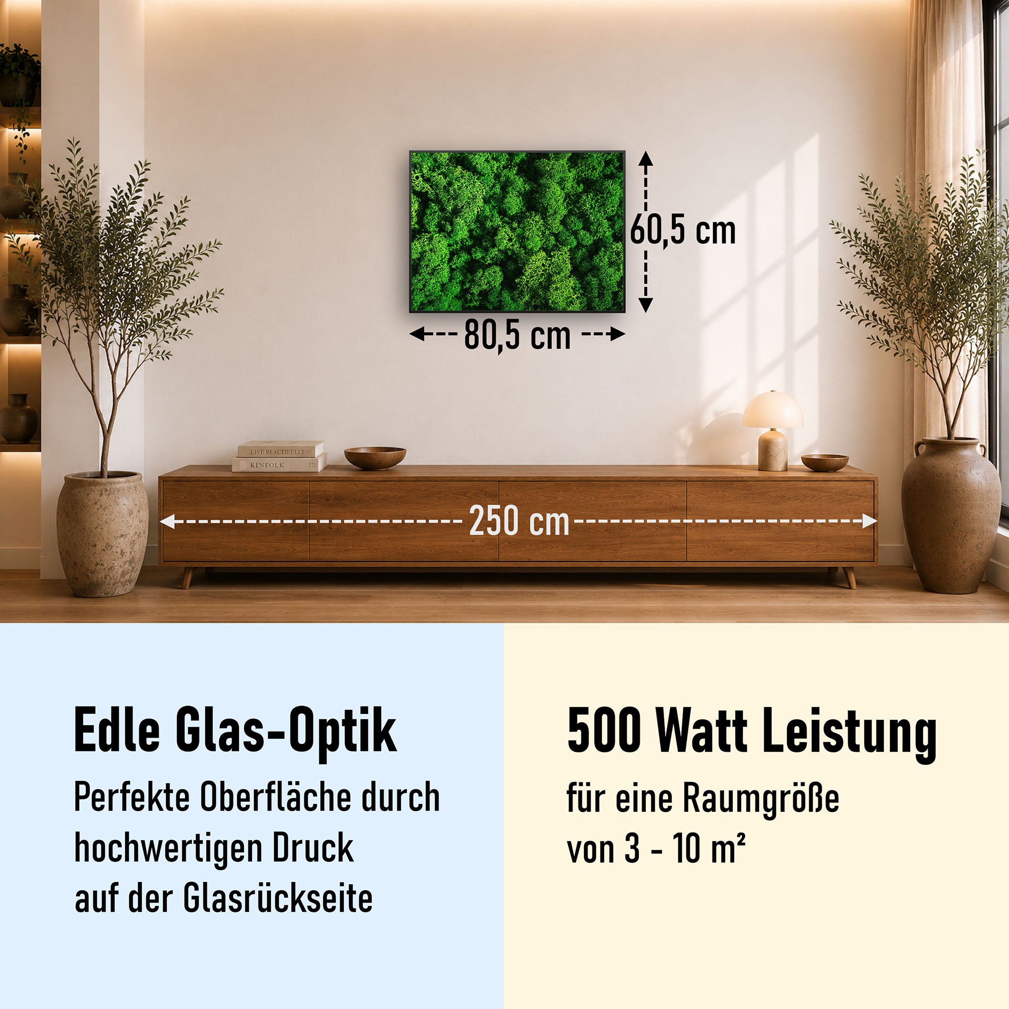Glas Infrarotheizung 350-1200W Motiv 074 Moos