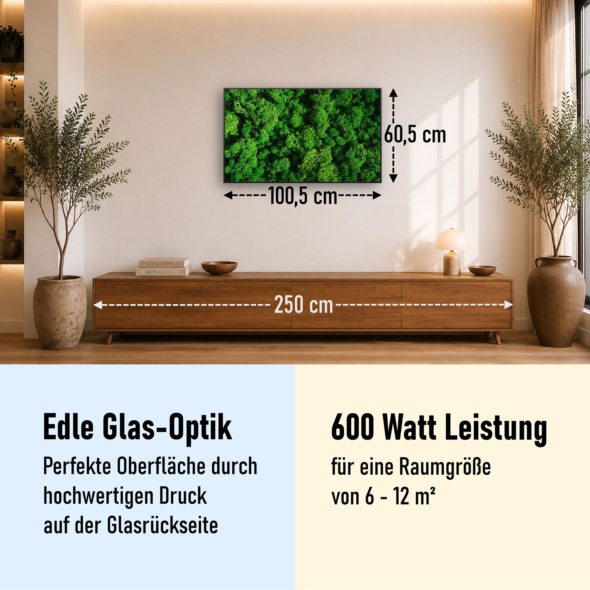 Glas Infrarotheizung 350-1200W Motiv 074 Moos