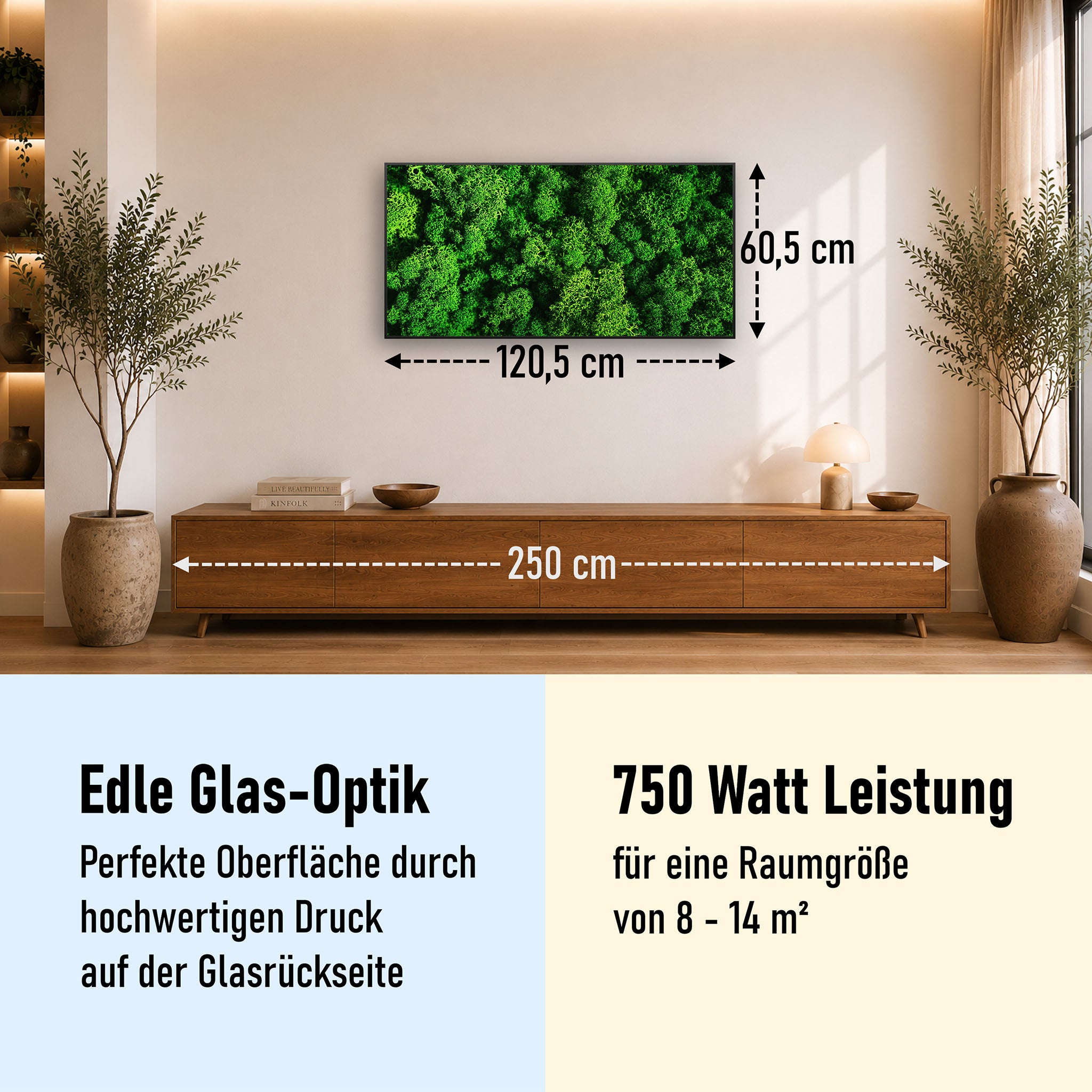 Glas Infrarotheizung 350-1200W Motiv 074 Moos