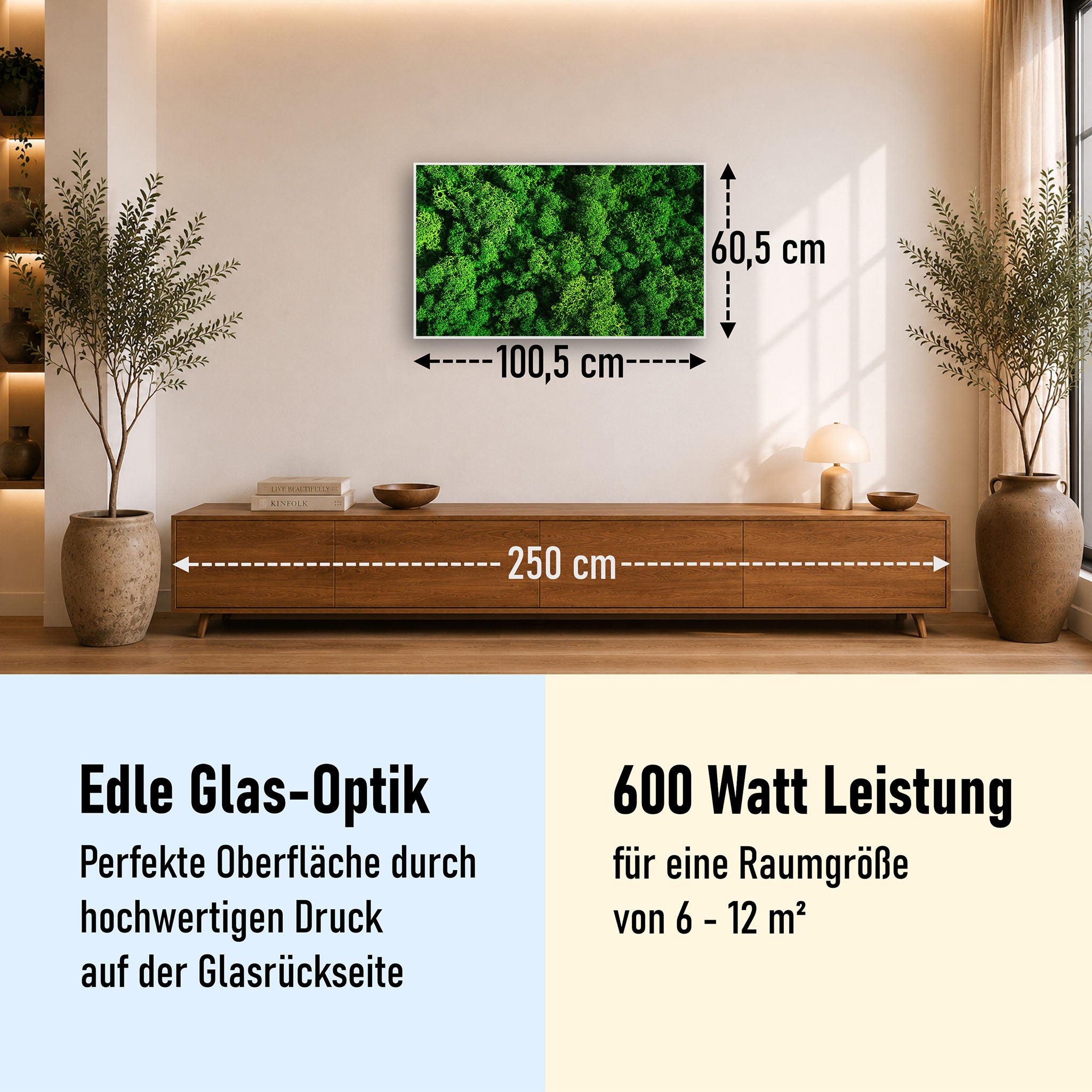 Glas Infrarotheizung 350-1200W Motiv 074 Moos