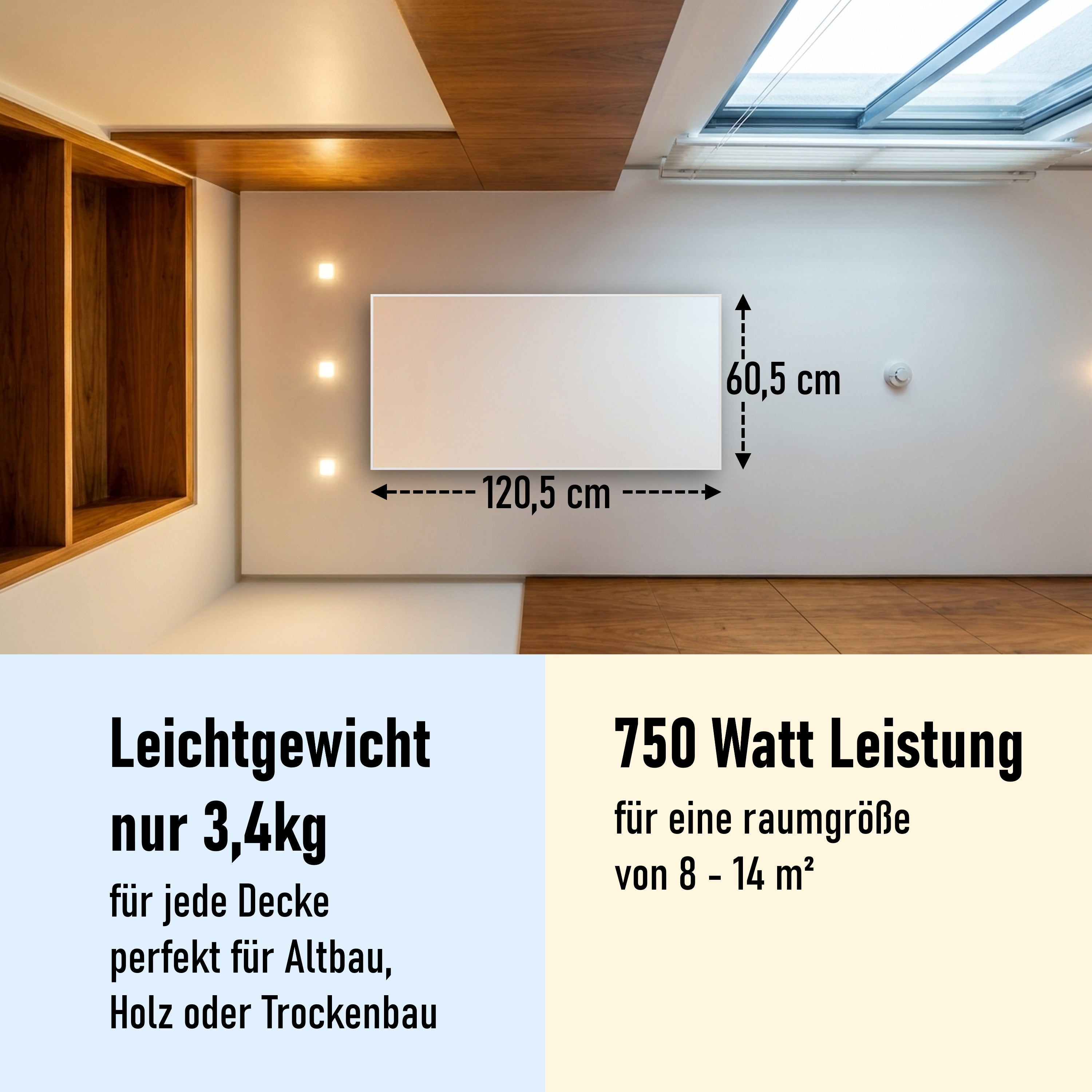 750 Watt (60x120cm Hoch) Eigenes Motiv Glas Bild Infrarotheizung