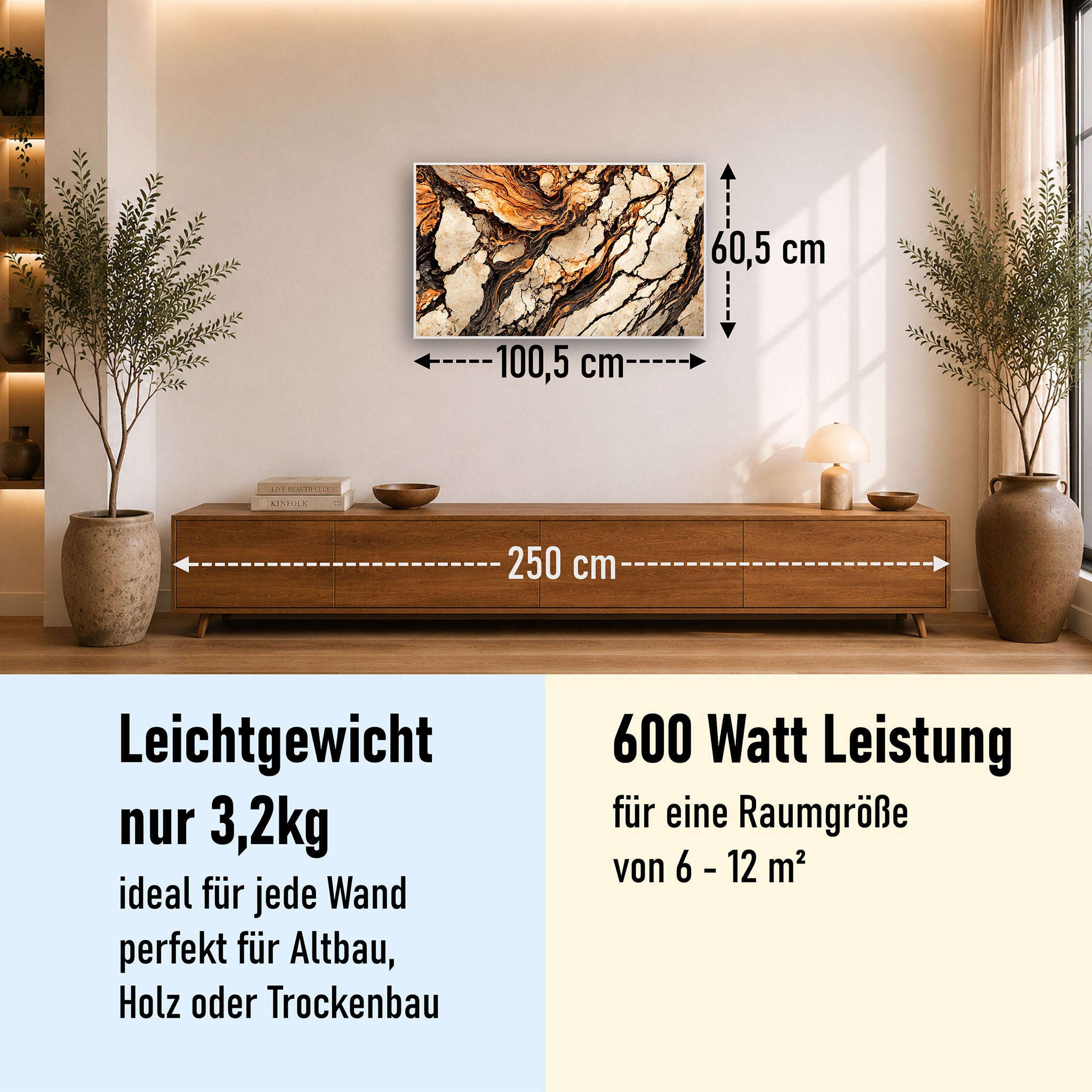 Bild Infrarotheizung 350-1200W Motiv 075 Marmor