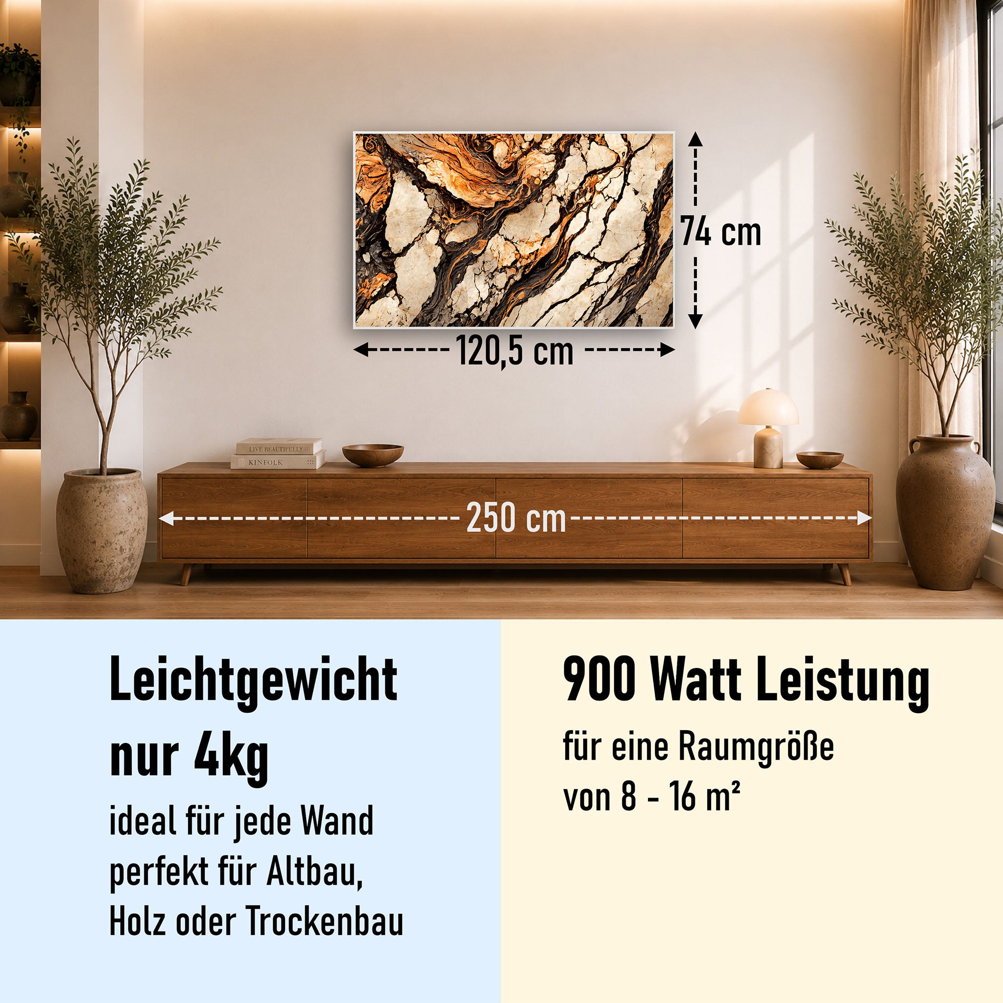 Bild Infrarotheizung 350-1200W Motiv 075 Marmor