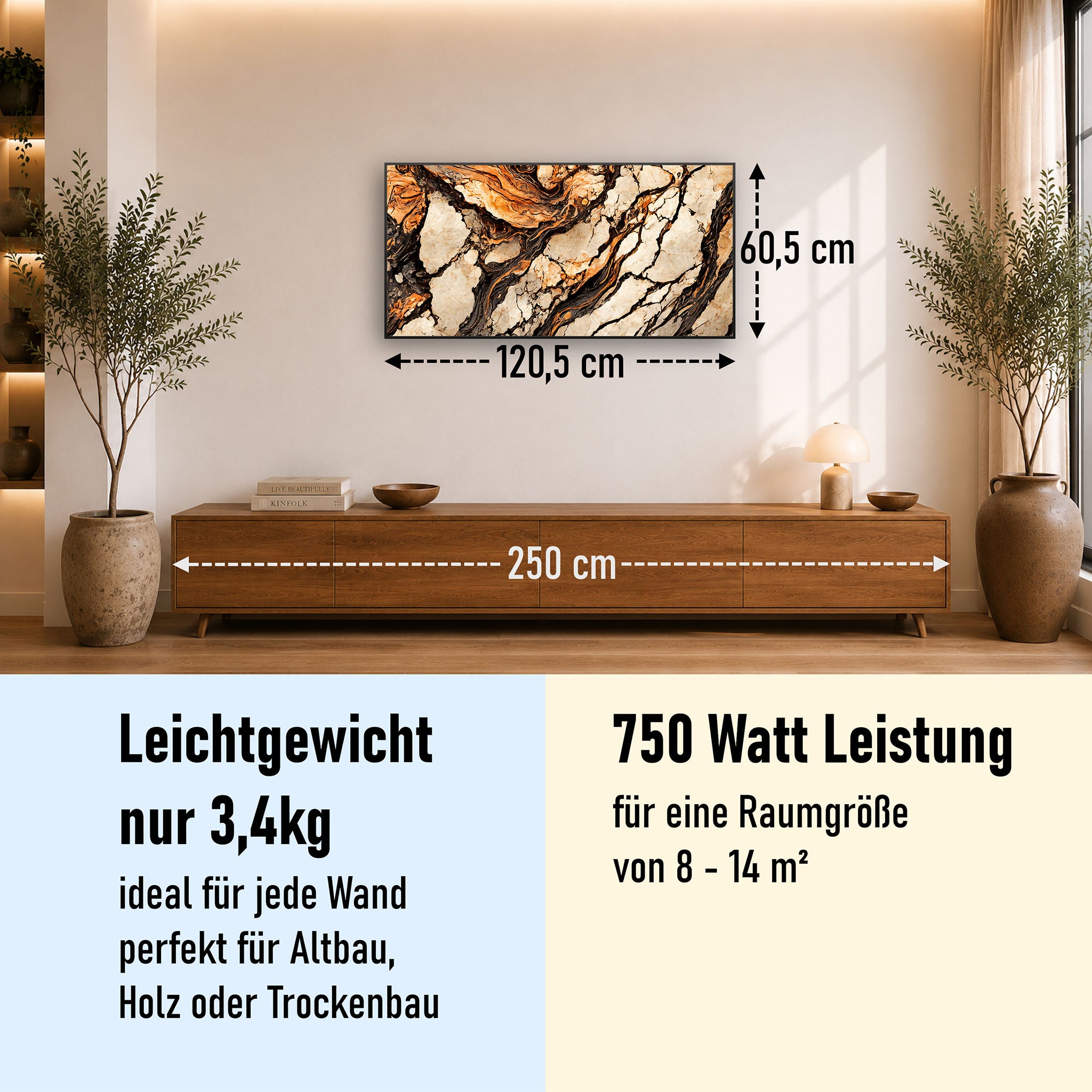 Bild Infrarotheizung 350-1200W Motiv 075 Marmor