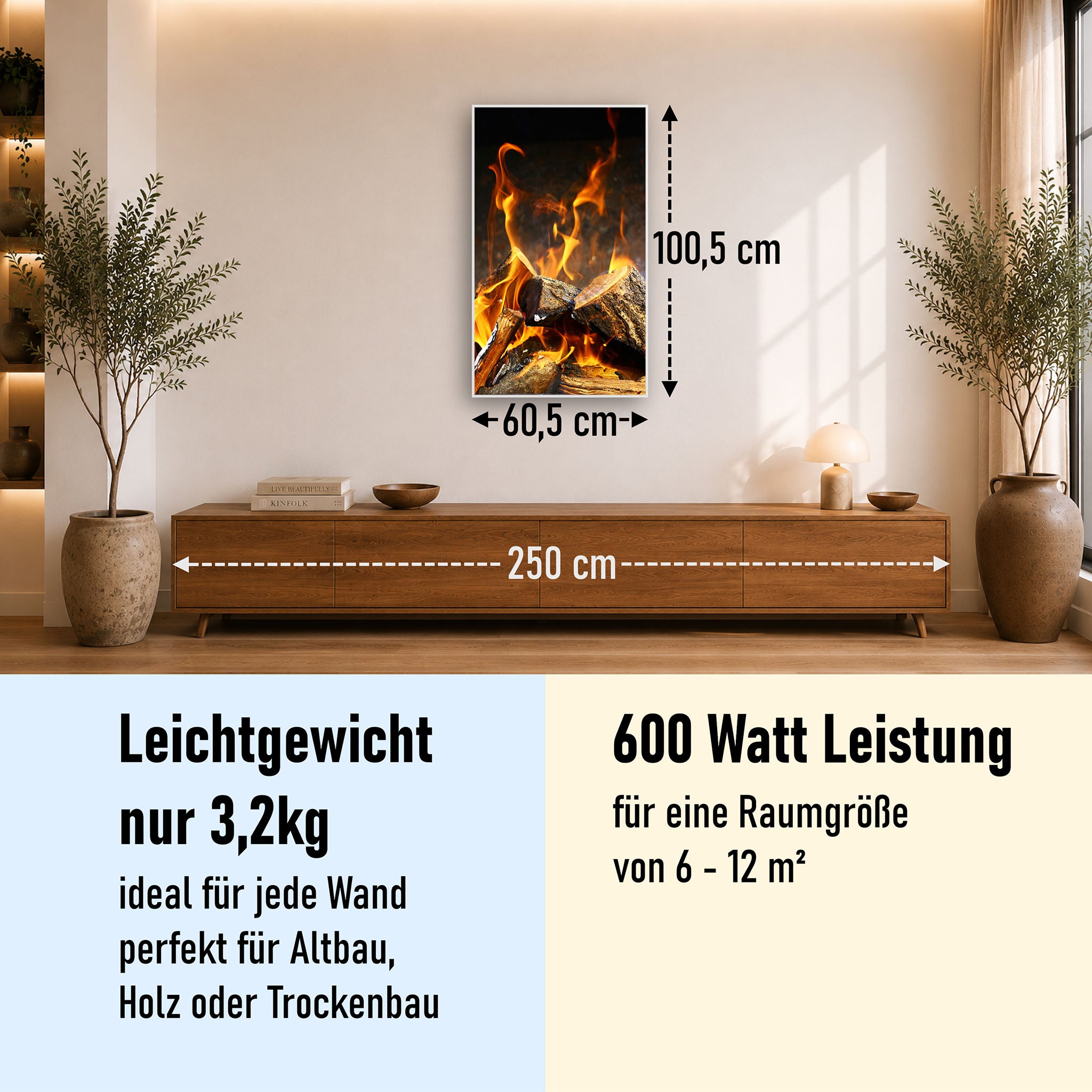 Bild Infrarotheizung 350-1200W Motiv 077H Feuerstelle