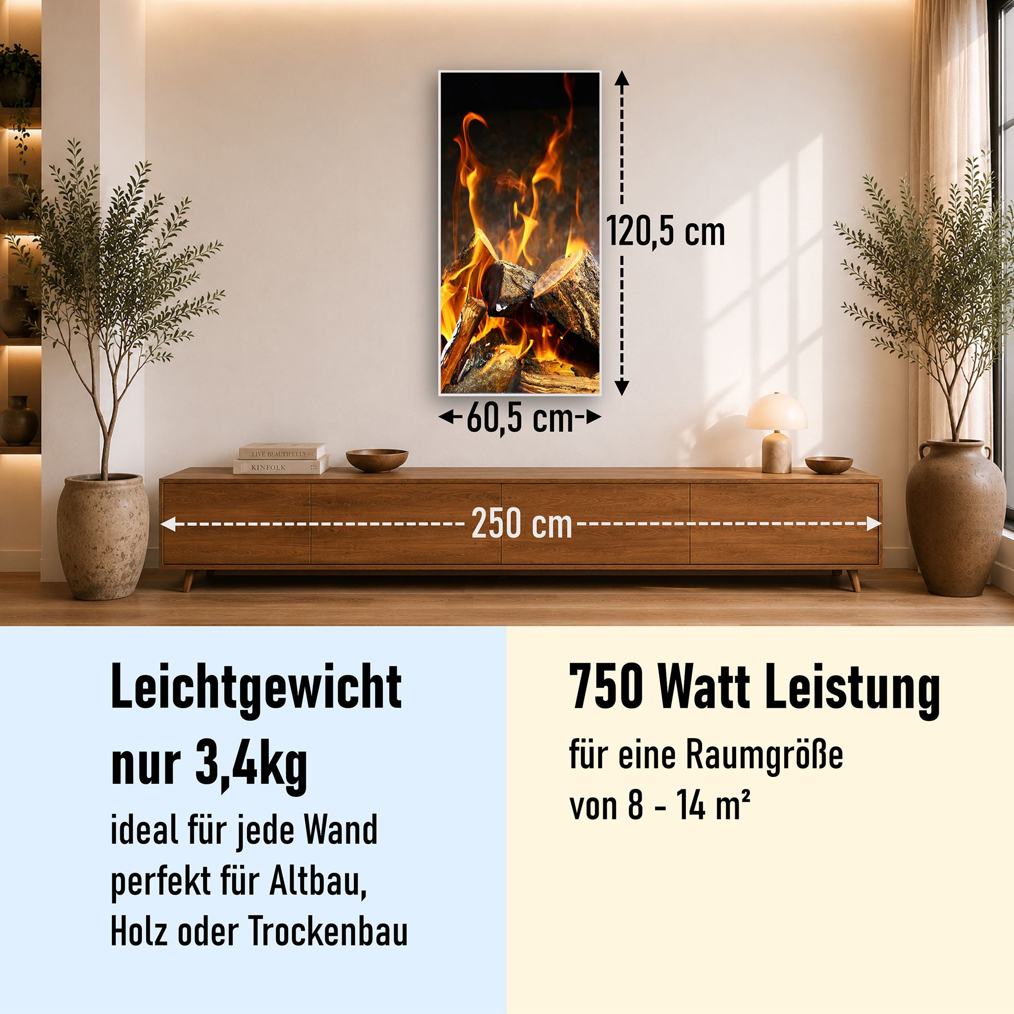 Bild Infrarotheizung 350-1200W Motiv 077H Feuerstelle