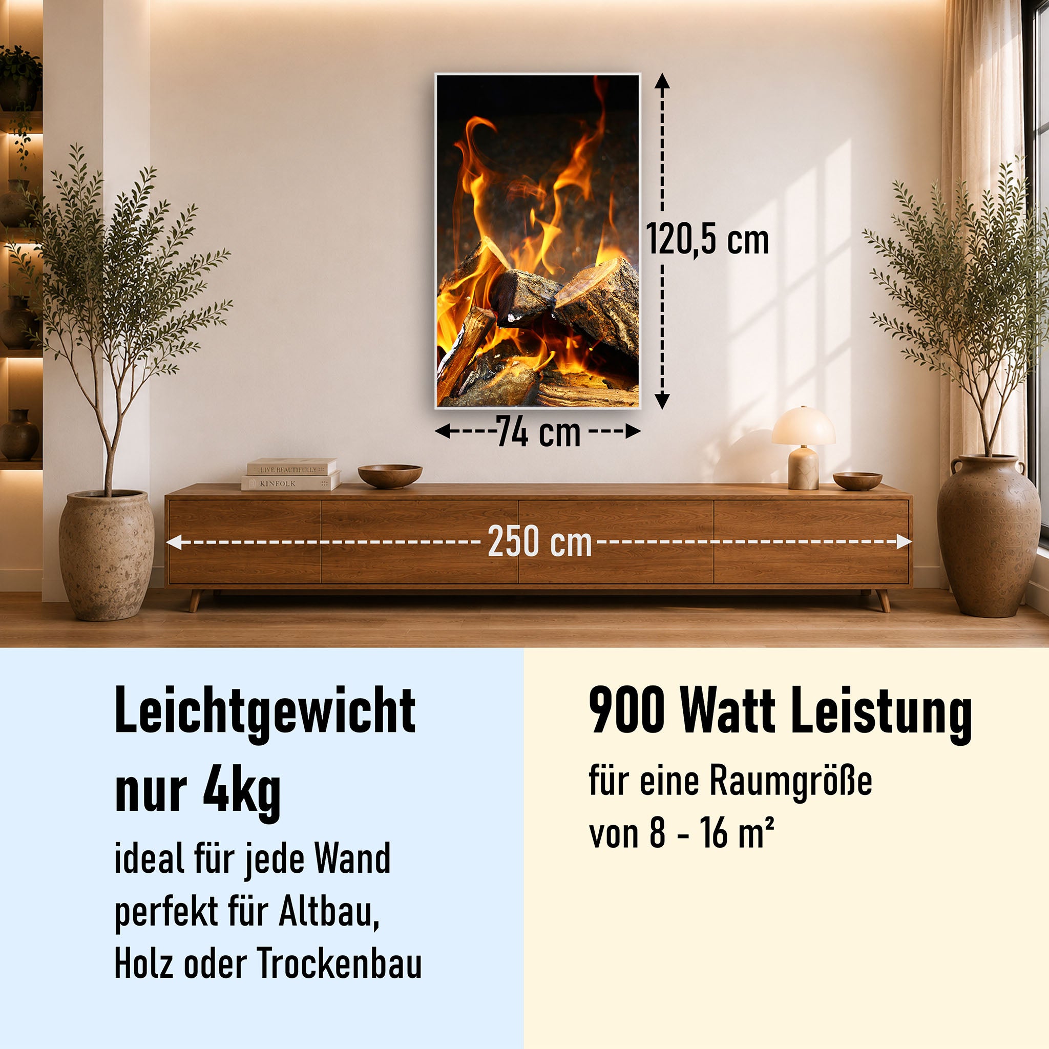 Bild Infrarotheizung 350-1200W Motiv 077H Feuerstelle