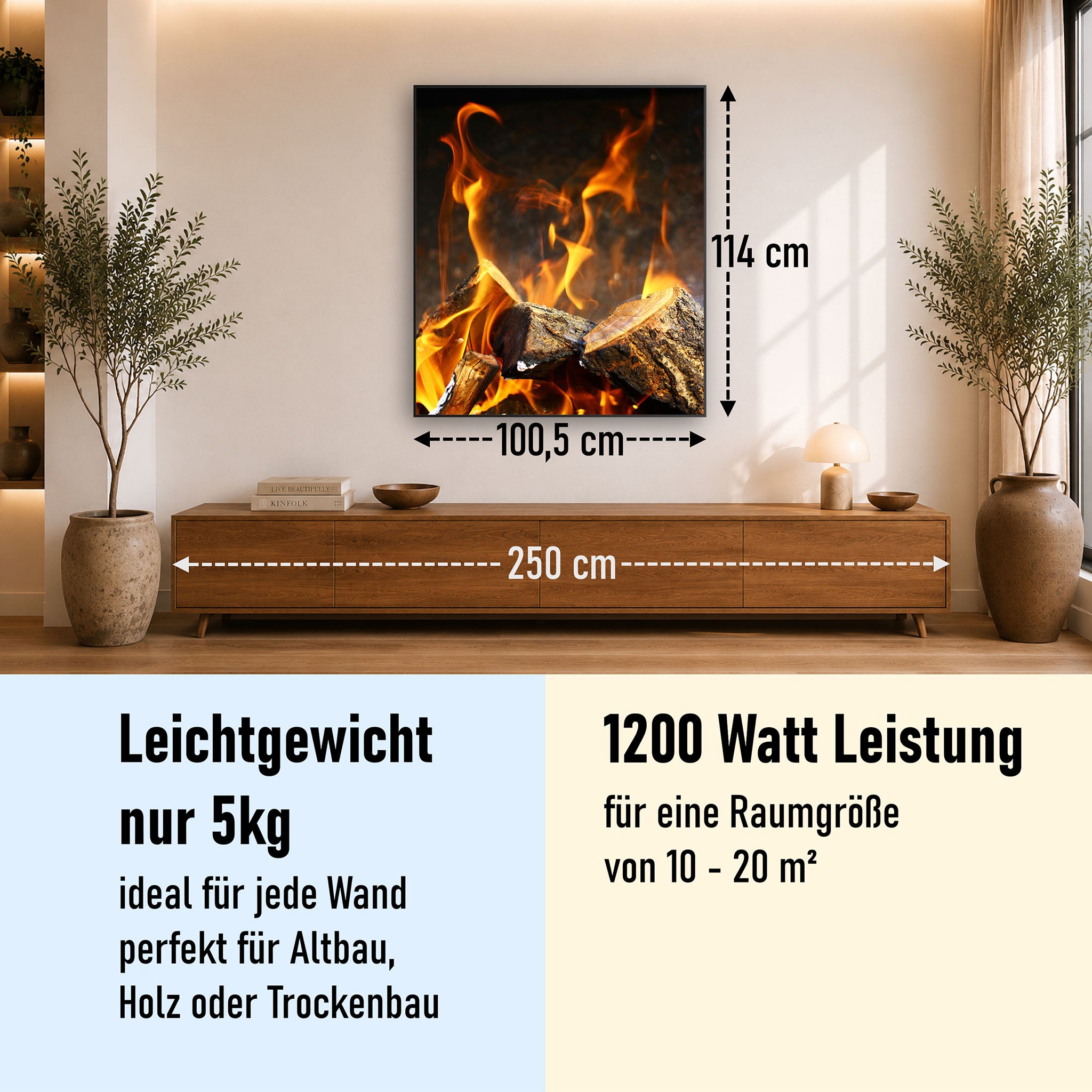 Bild Infrarotheizung 350-1200W Motiv 077H Feuerstelle