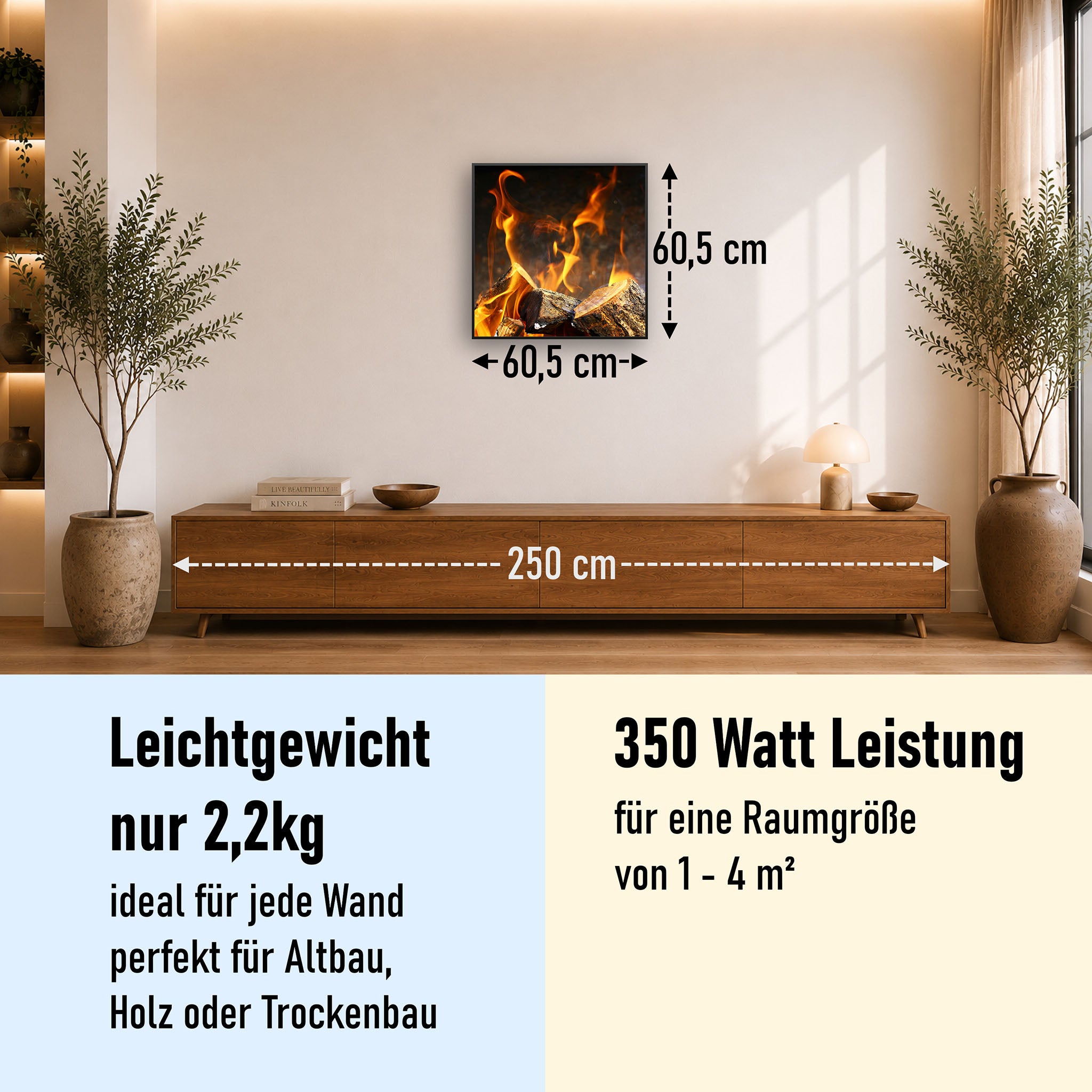 Bild Infrarotheizung 350-1200W Motiv 077H Feuerstelle