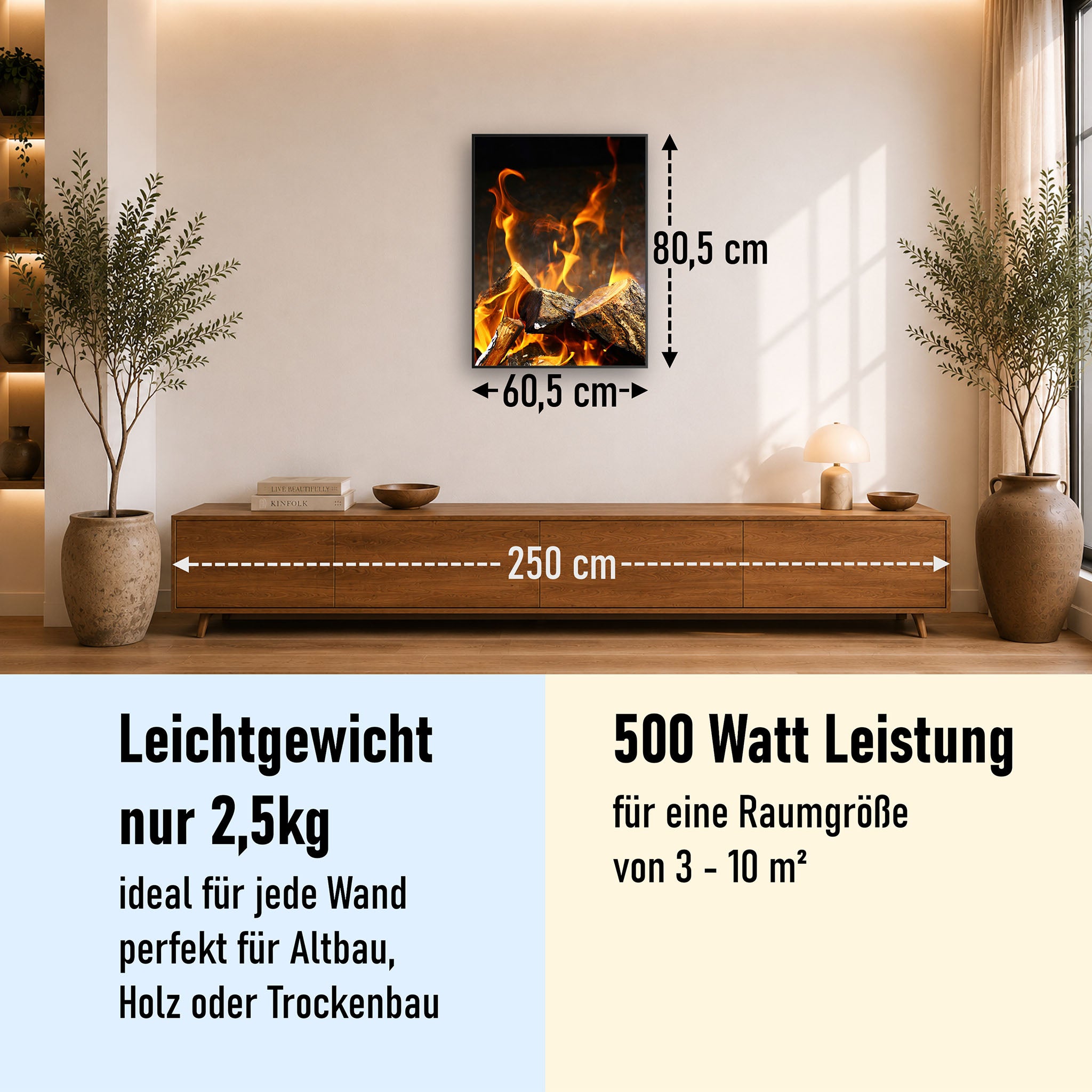 Bild Infrarotheizung 350-1200W Motiv 077H Feuerstelle