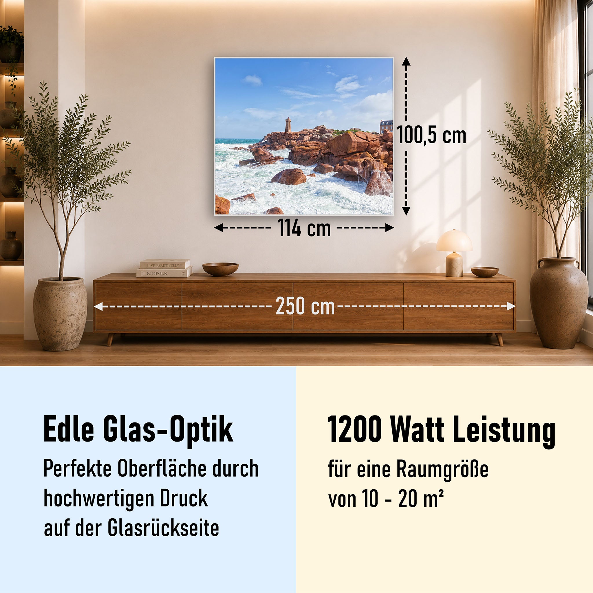 Glas Infrarotheizung 350-1200W Motiv 078 Leuchtturm