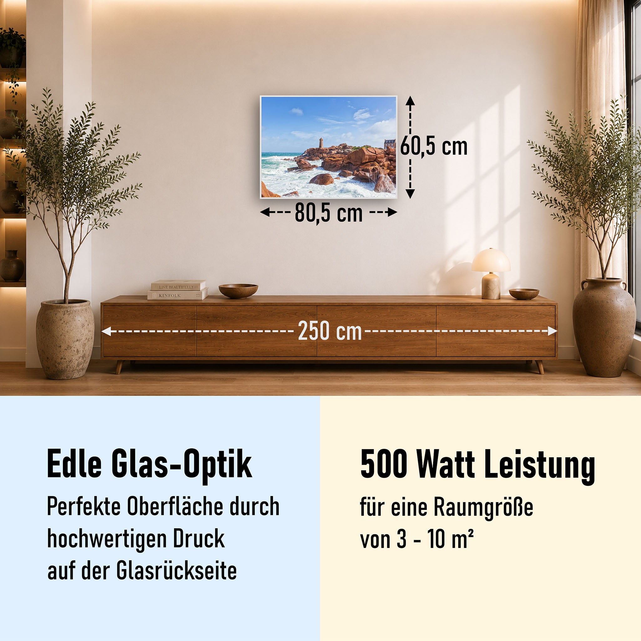 Glas Infrarotheizung 350-1200W Motiv 078 Leuchtturm