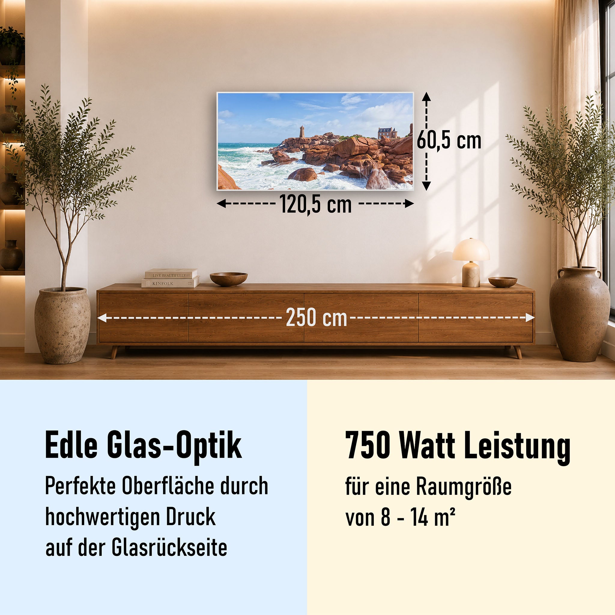 Glas Infrarotheizung 350-1200W Motiv 078 Leuchtturm