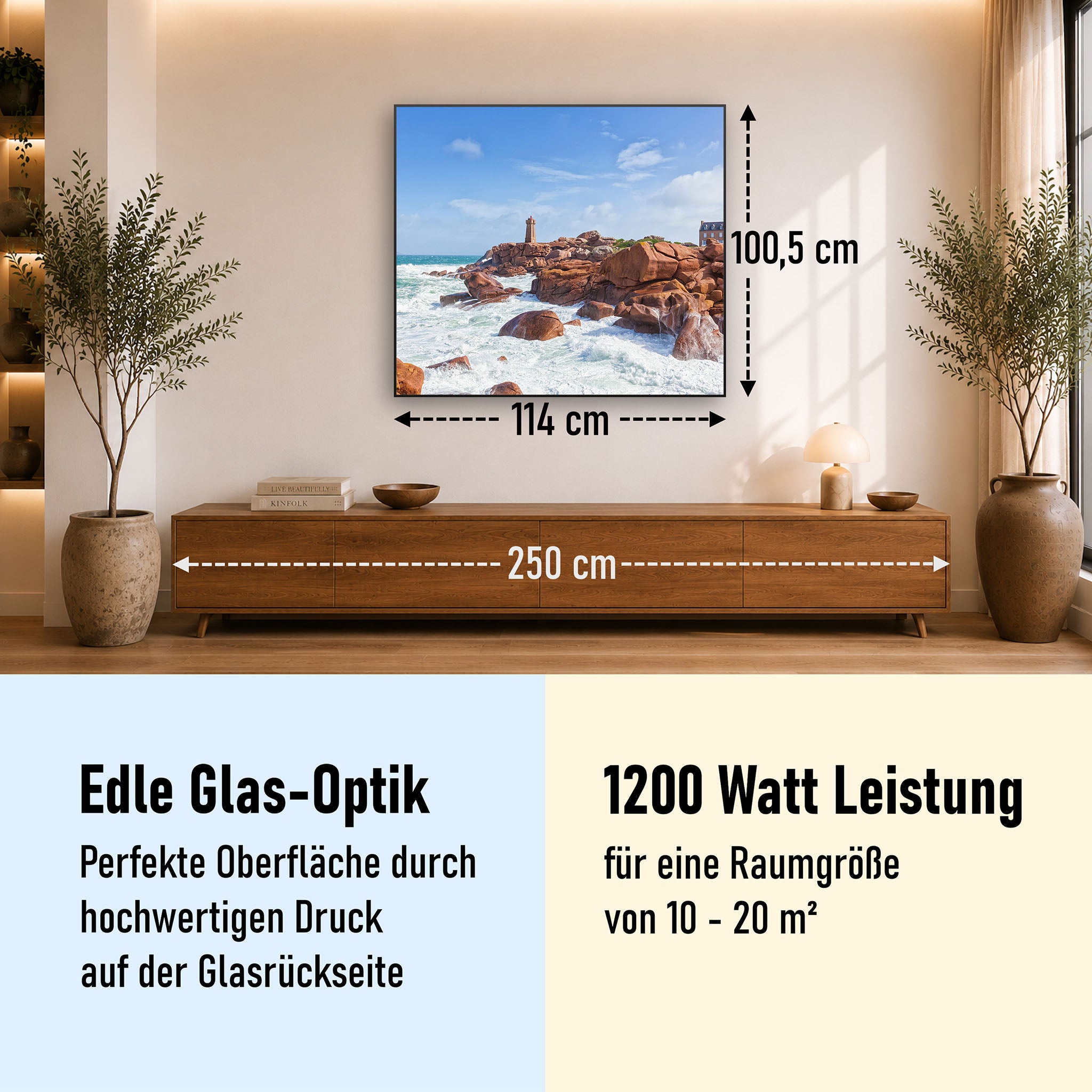Glas Infrarotheizung 350-1200W Motiv 078 Leuchtturm