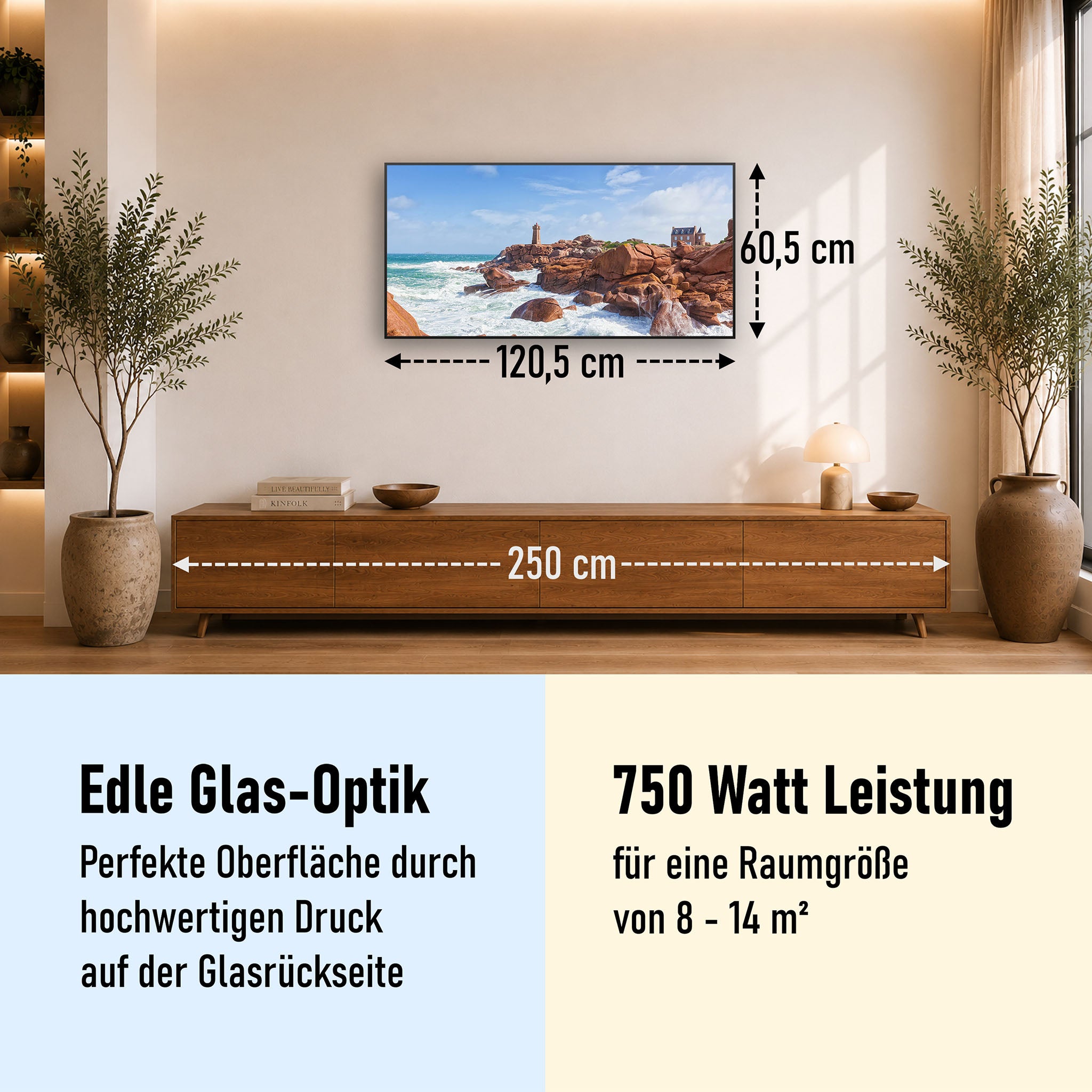 Glas Infrarotheizung 350-1200W Motiv 078 Leuchtturm