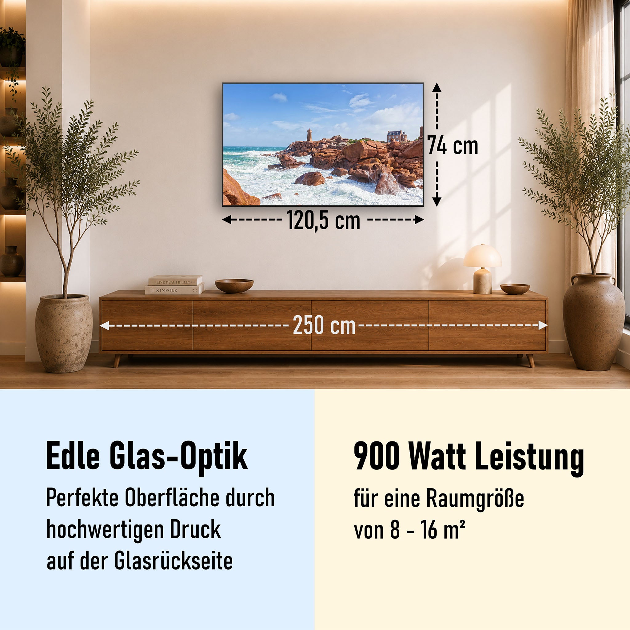 Glas Infrarotheizung 350-1200W Motiv 078 Leuchtturm