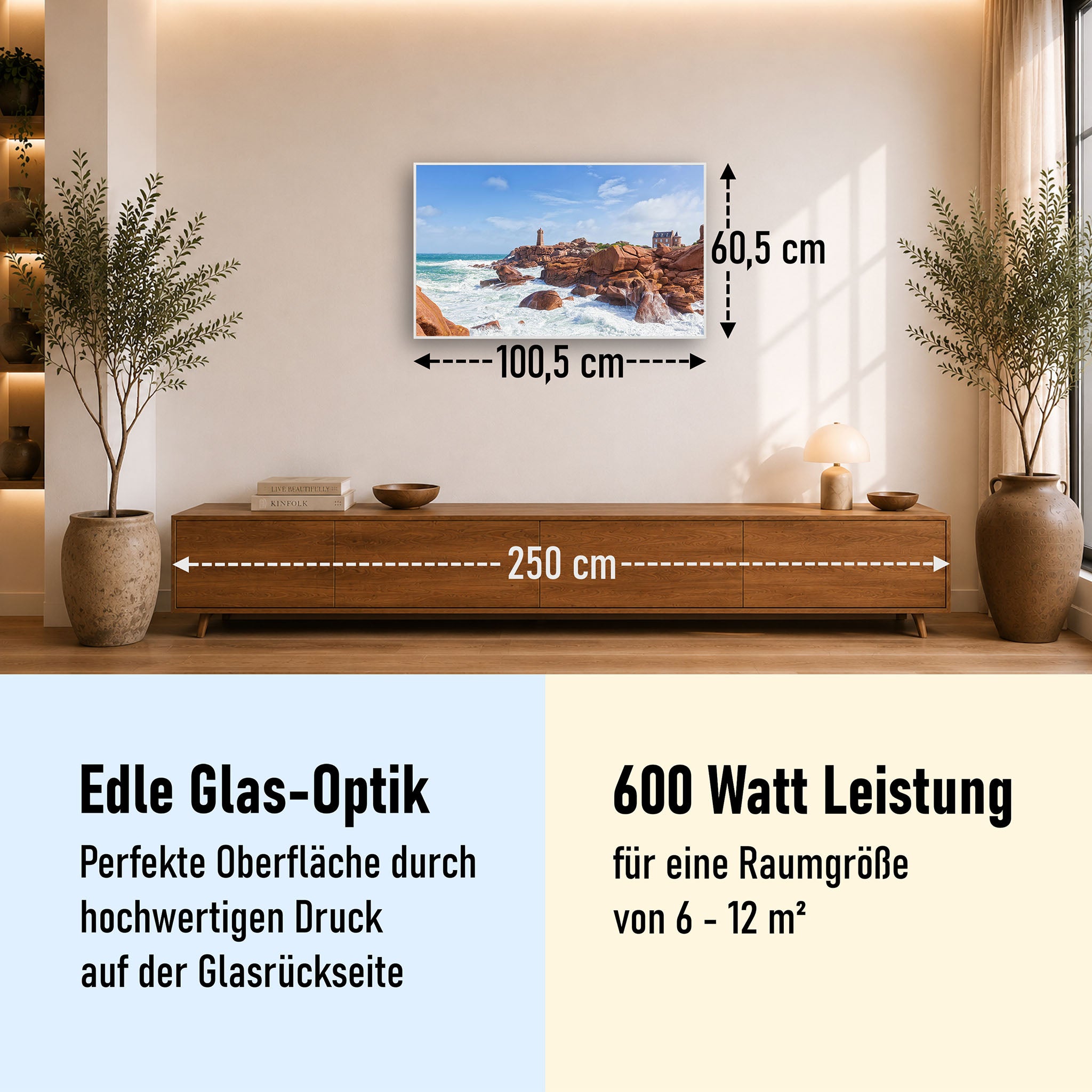 Glas Infrarotheizung 350-1200W Motiv 078 Leuchtturm