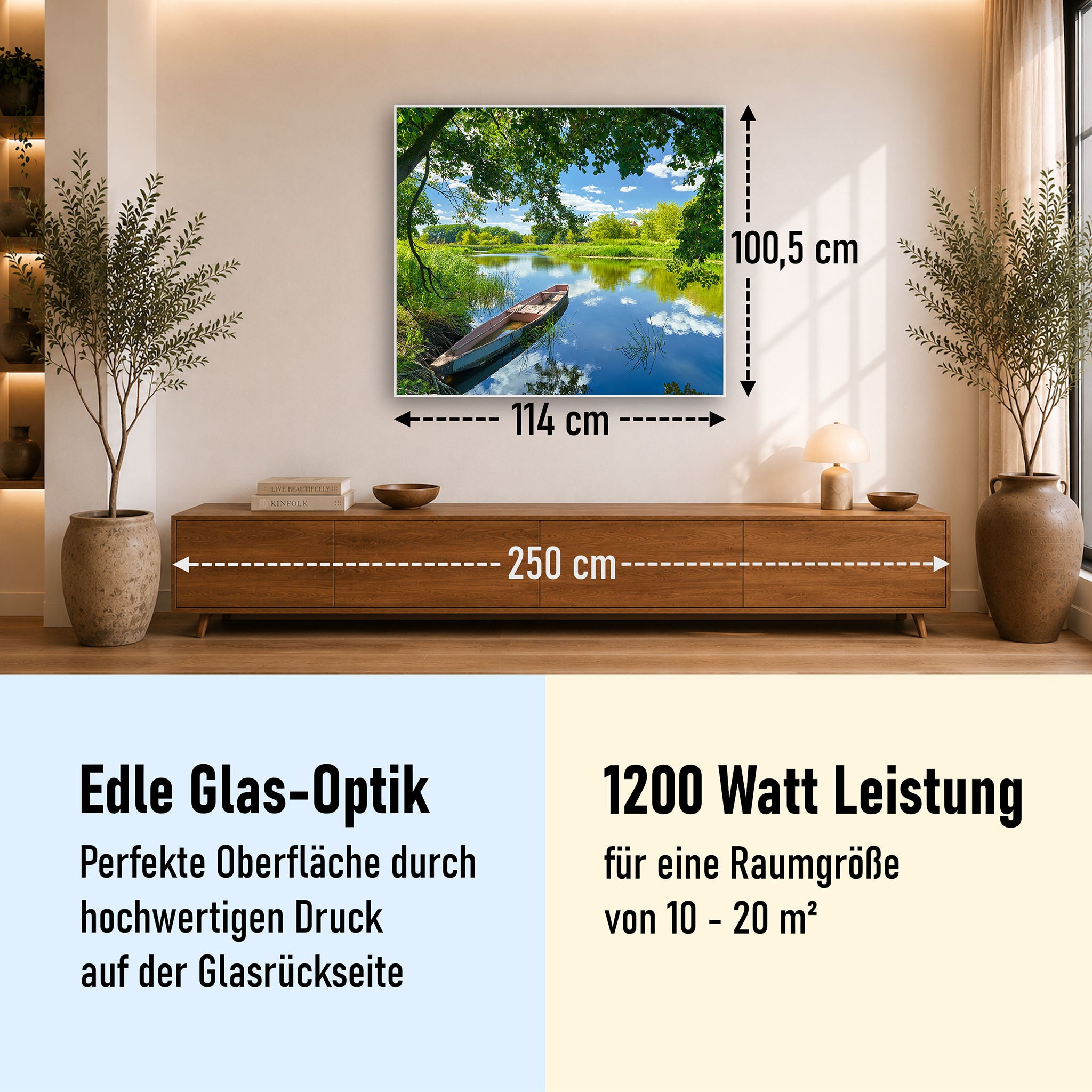 Glas Infrarotheizung 350-1200W Motiv 080 Boot am See