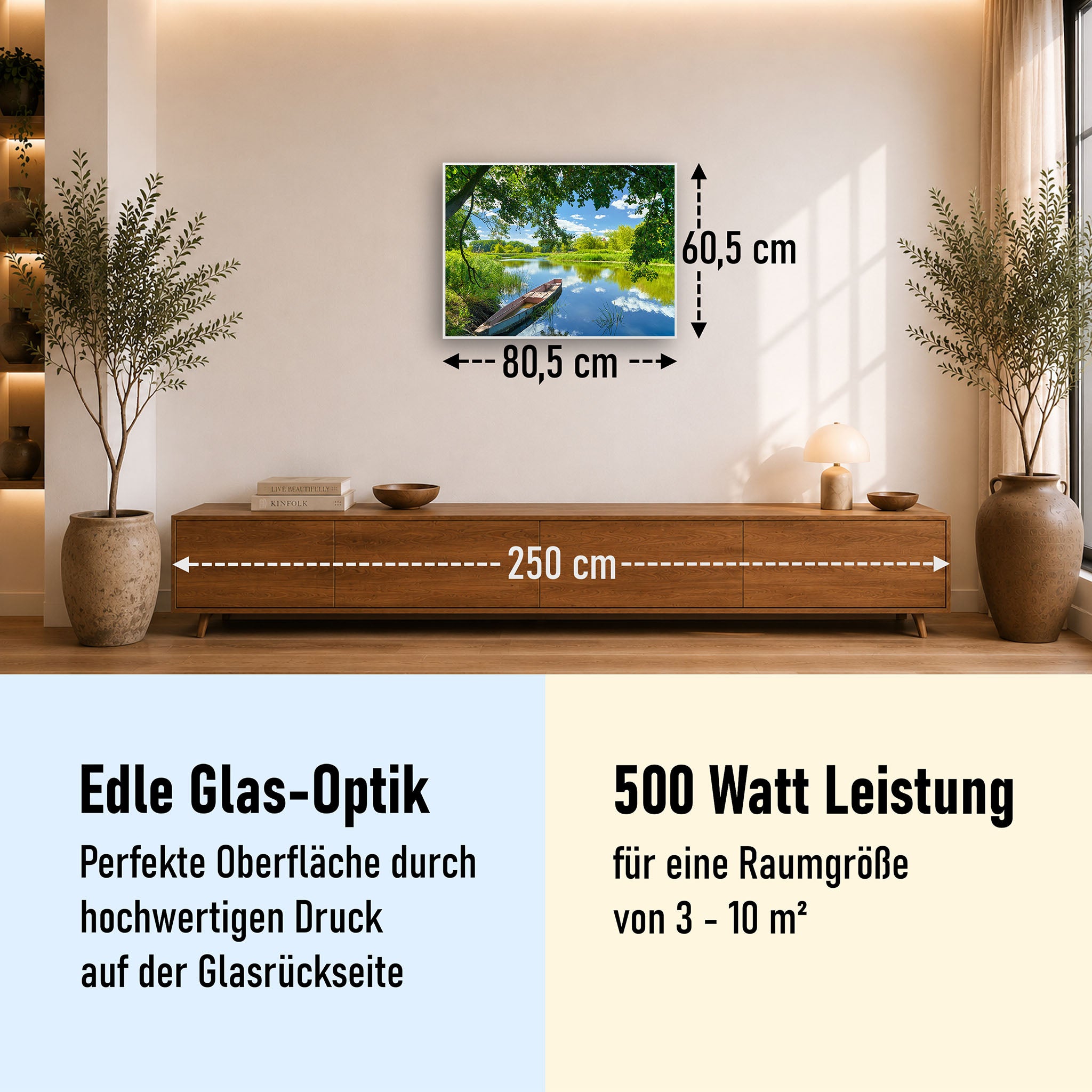 Glas Infrarotheizung 350-1200W Motiv 080 Boot am See