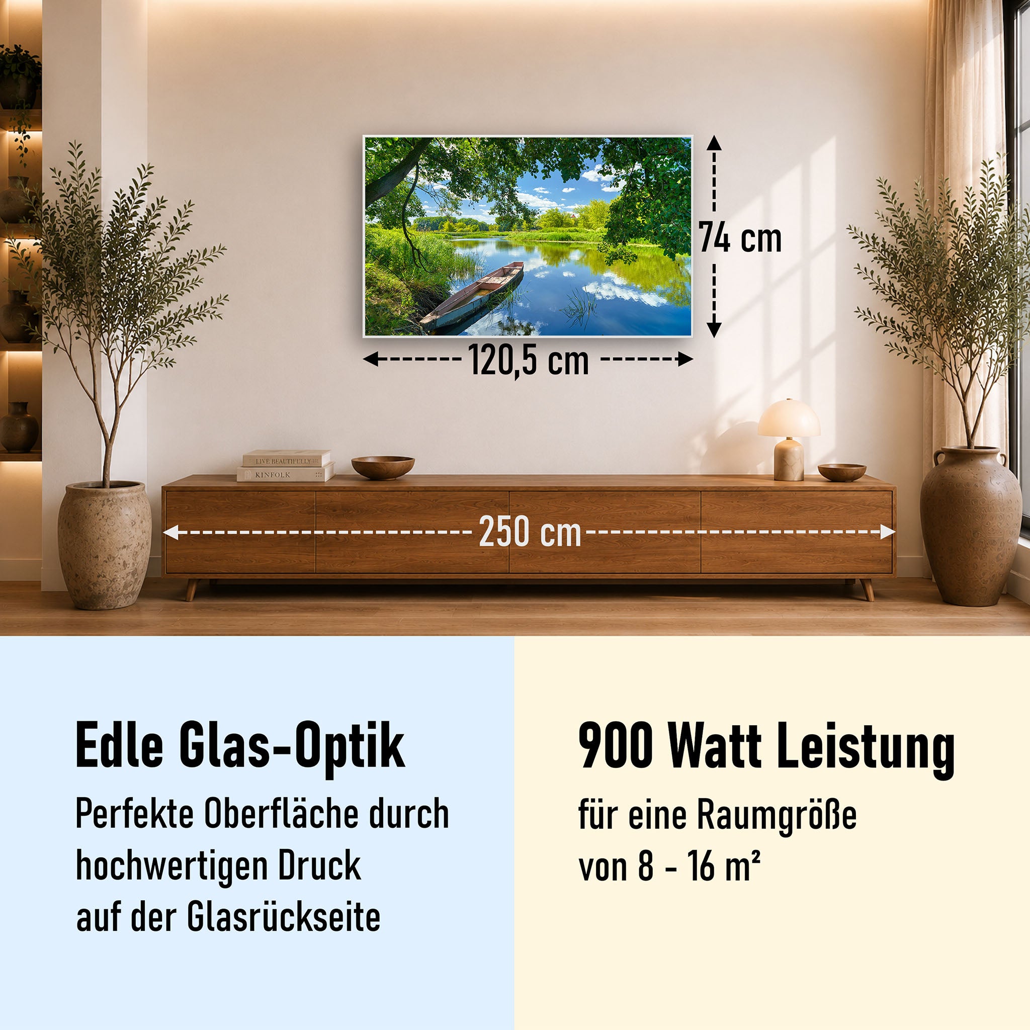 Glas Infrarotheizung 350-1200W Motiv 080 Boot am See
